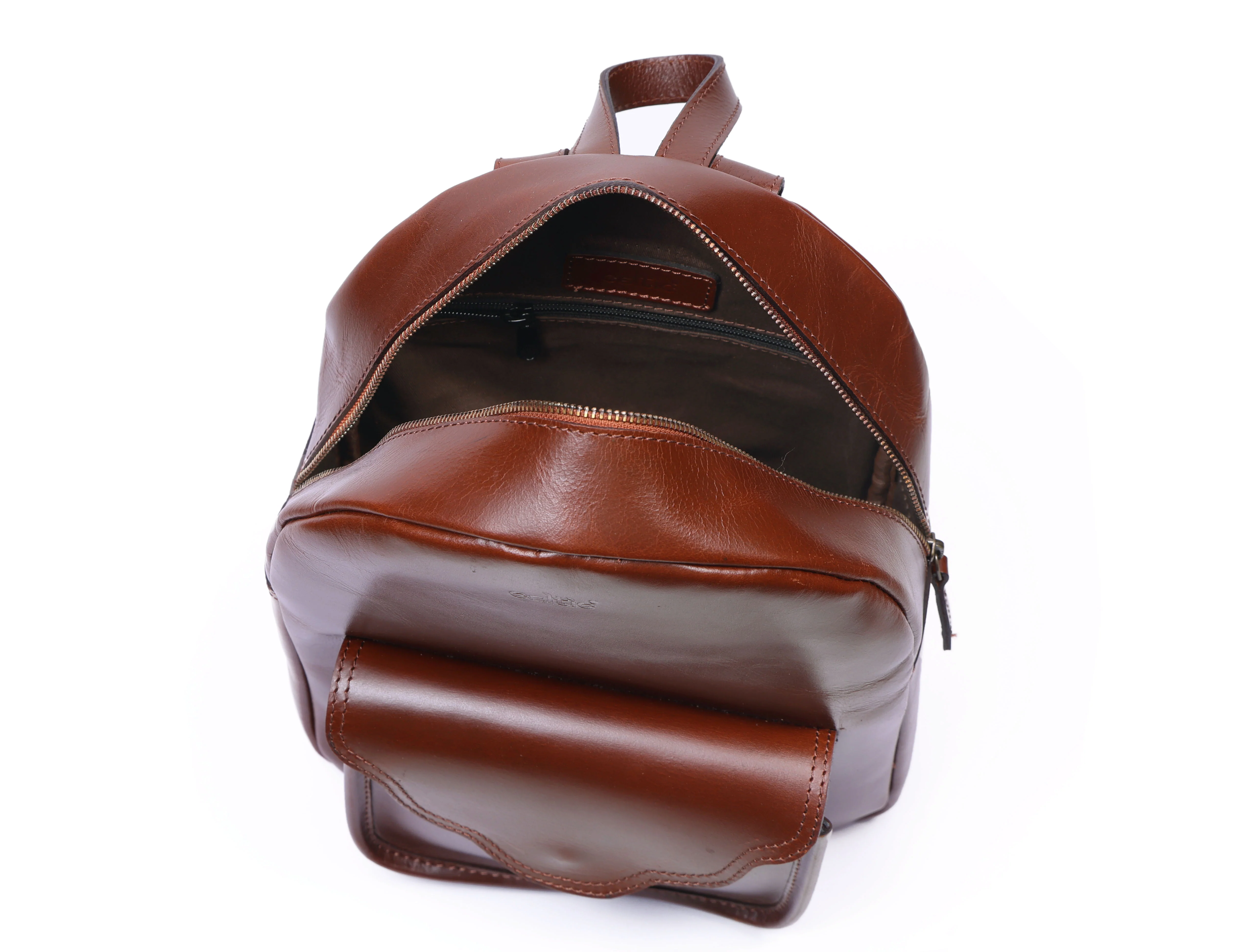 Genuine Leather Mini Backpack for Women with Front Pocket Classic Brown Daypack - Image 7