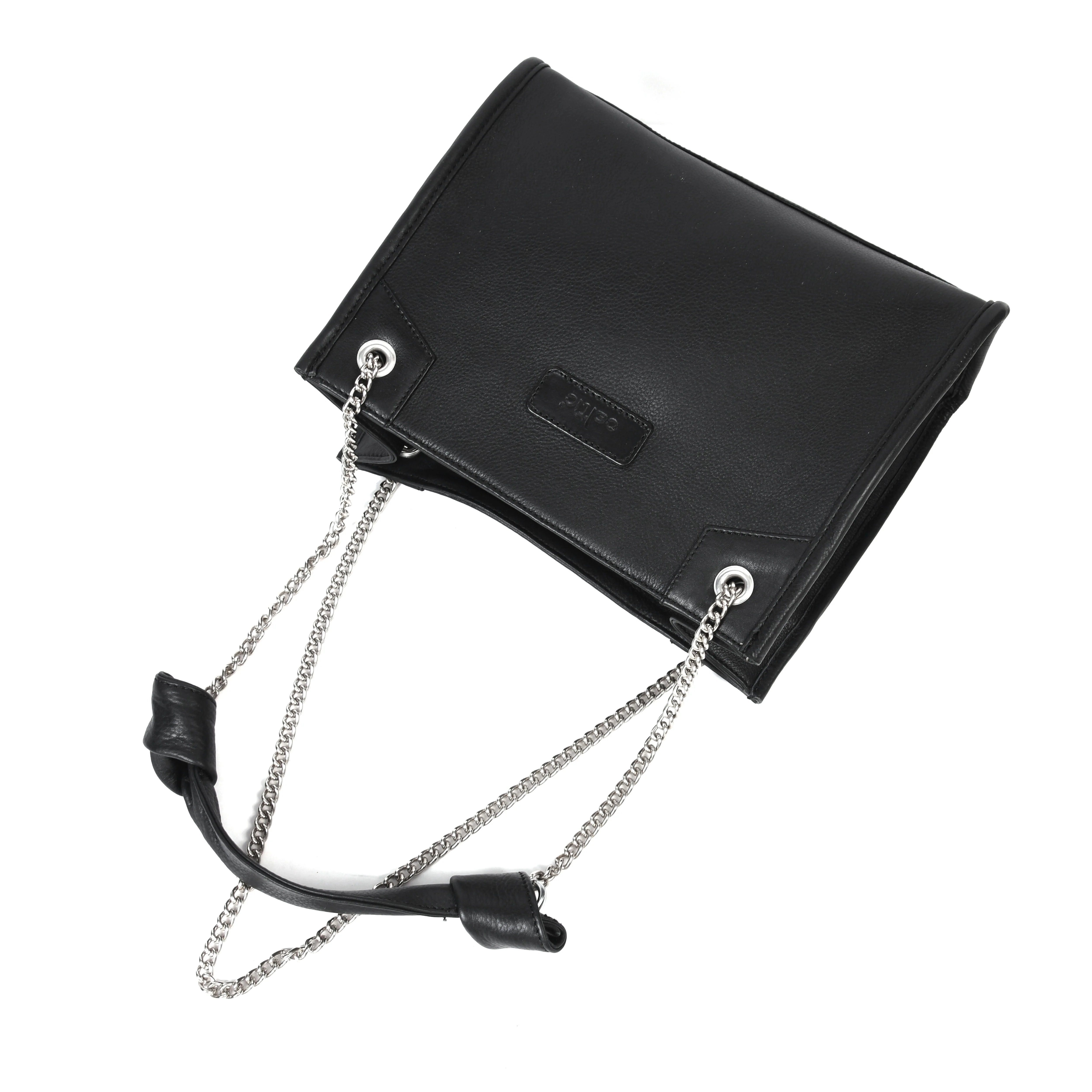 Premium Leather Chain Handle Tote Bag with Zipper Closure - Image 15