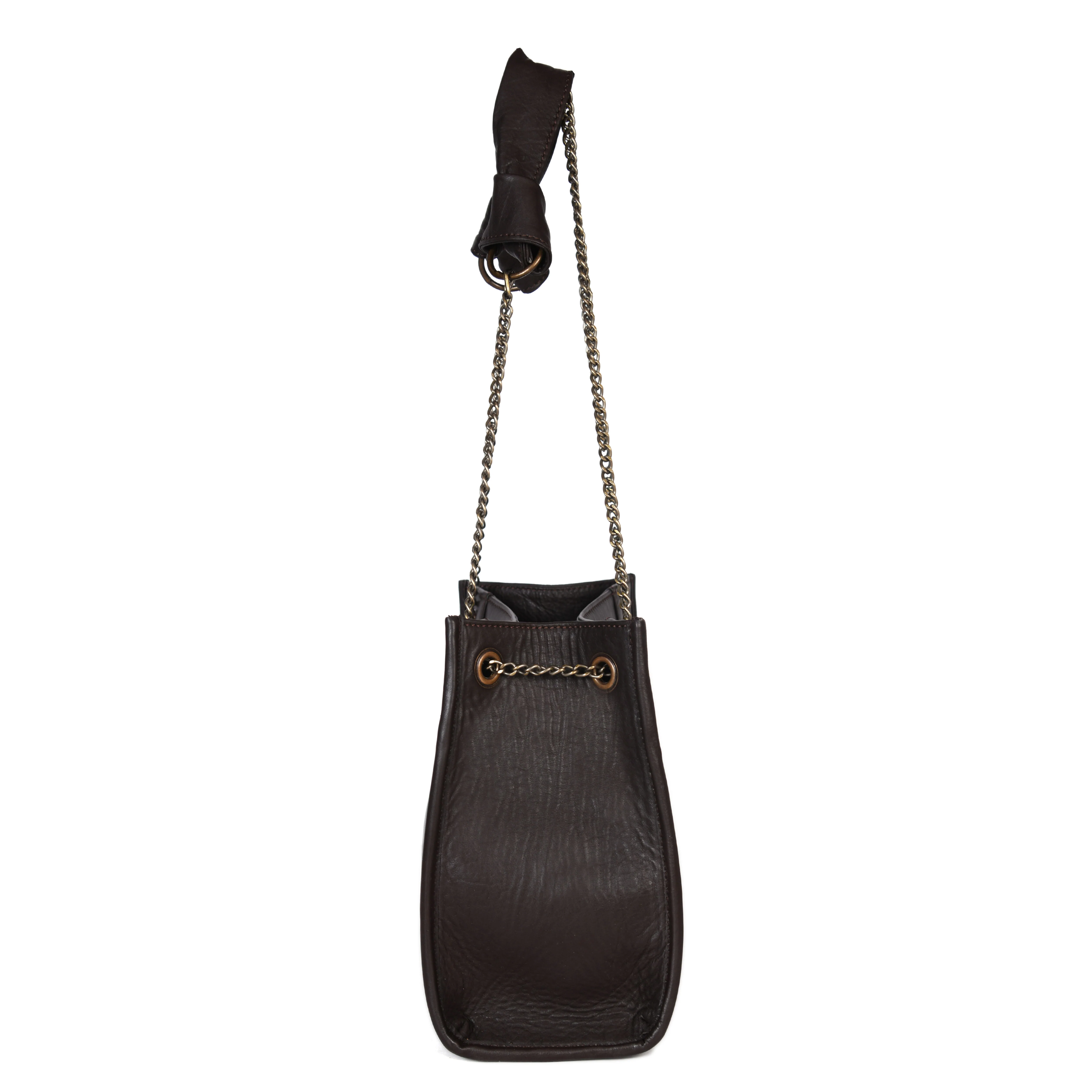 Premium Leather Chain Handle Tote Bag with Zipper Closure - Image 16