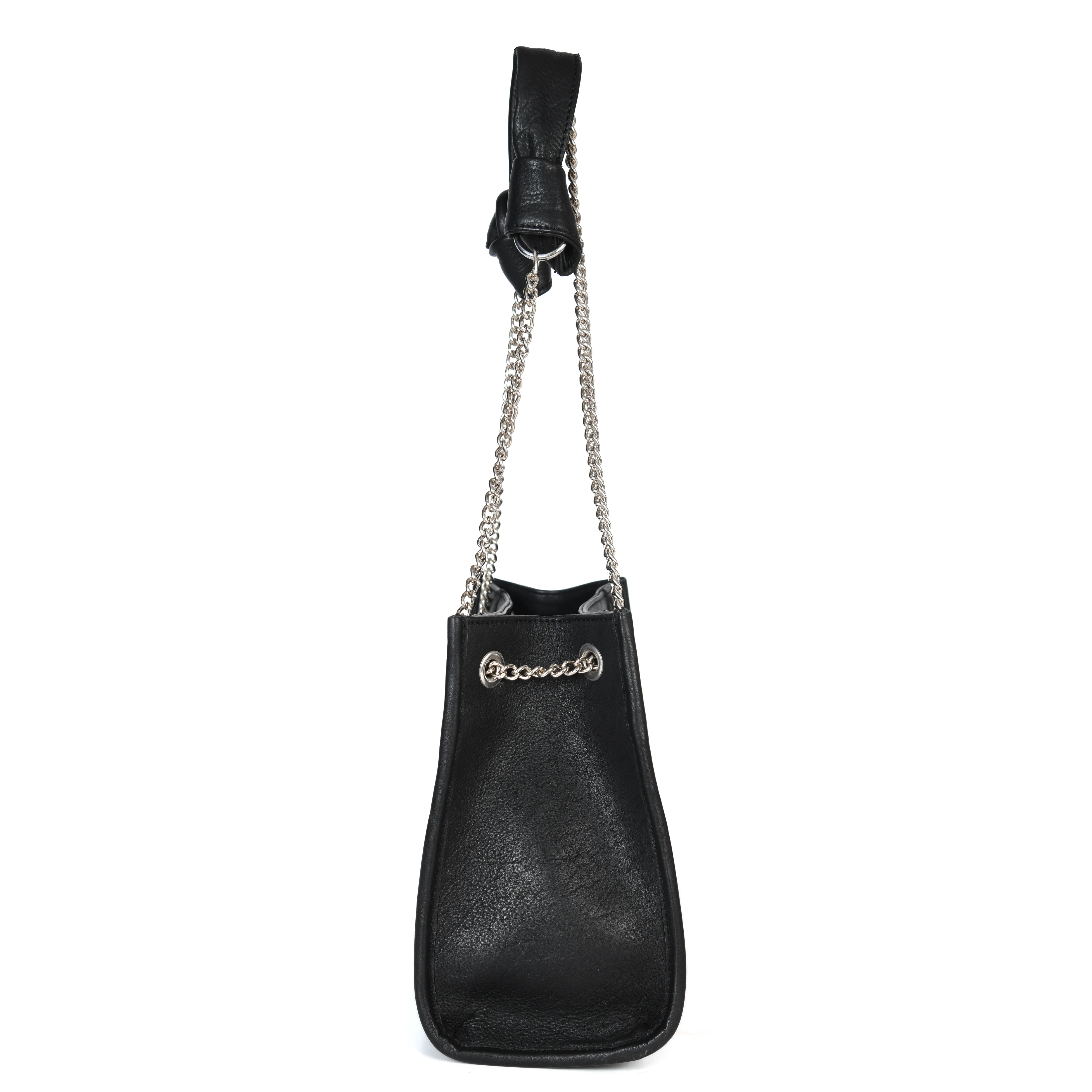 Premium Leather Chain Handle Tote Bag with Zipper Closure - Image 18