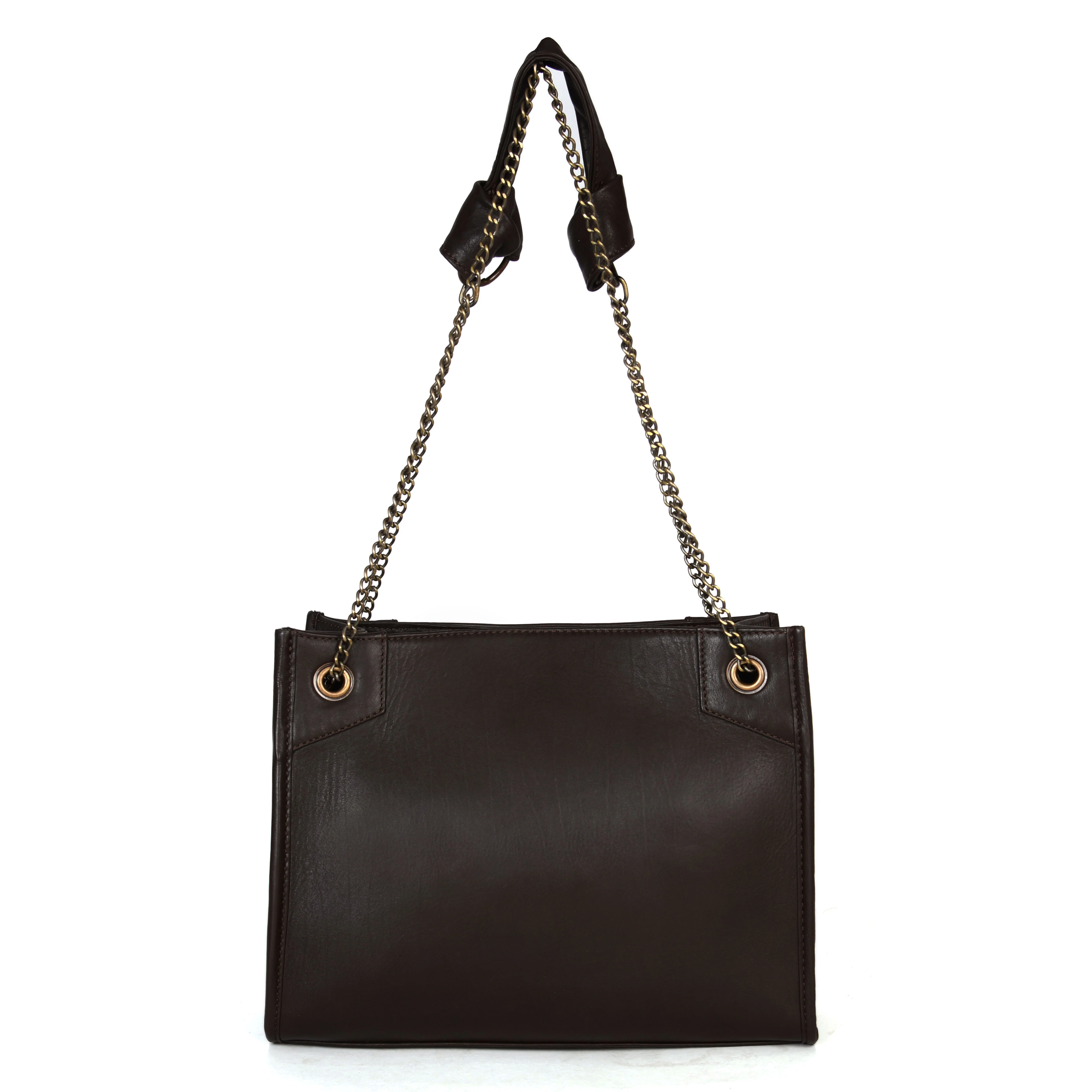 Premium Leather Chain Handle Tote Bag with Zipper Closure - Image 28