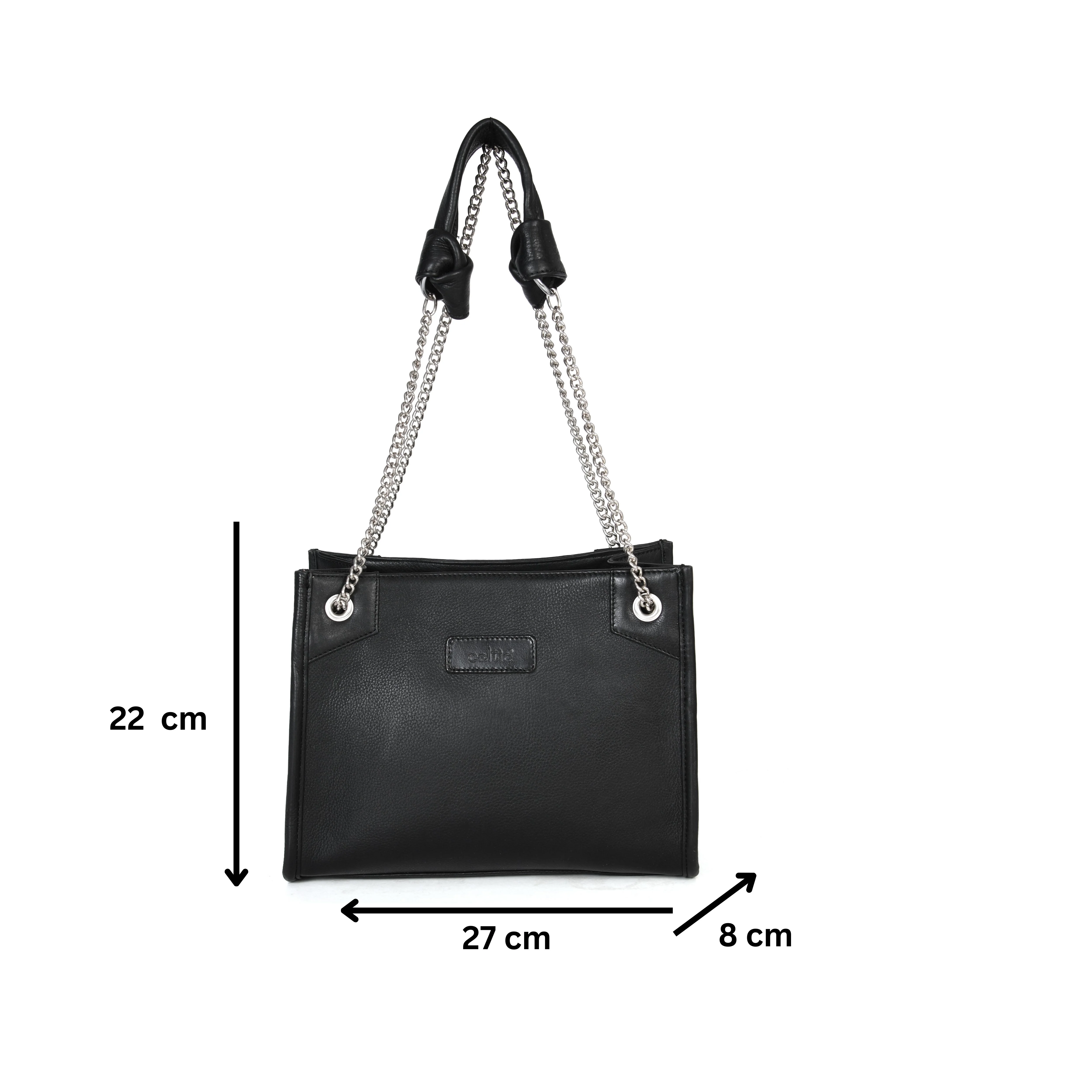 Premium Leather Chain Handle Tote Bag with Zipper Closure - Image 32