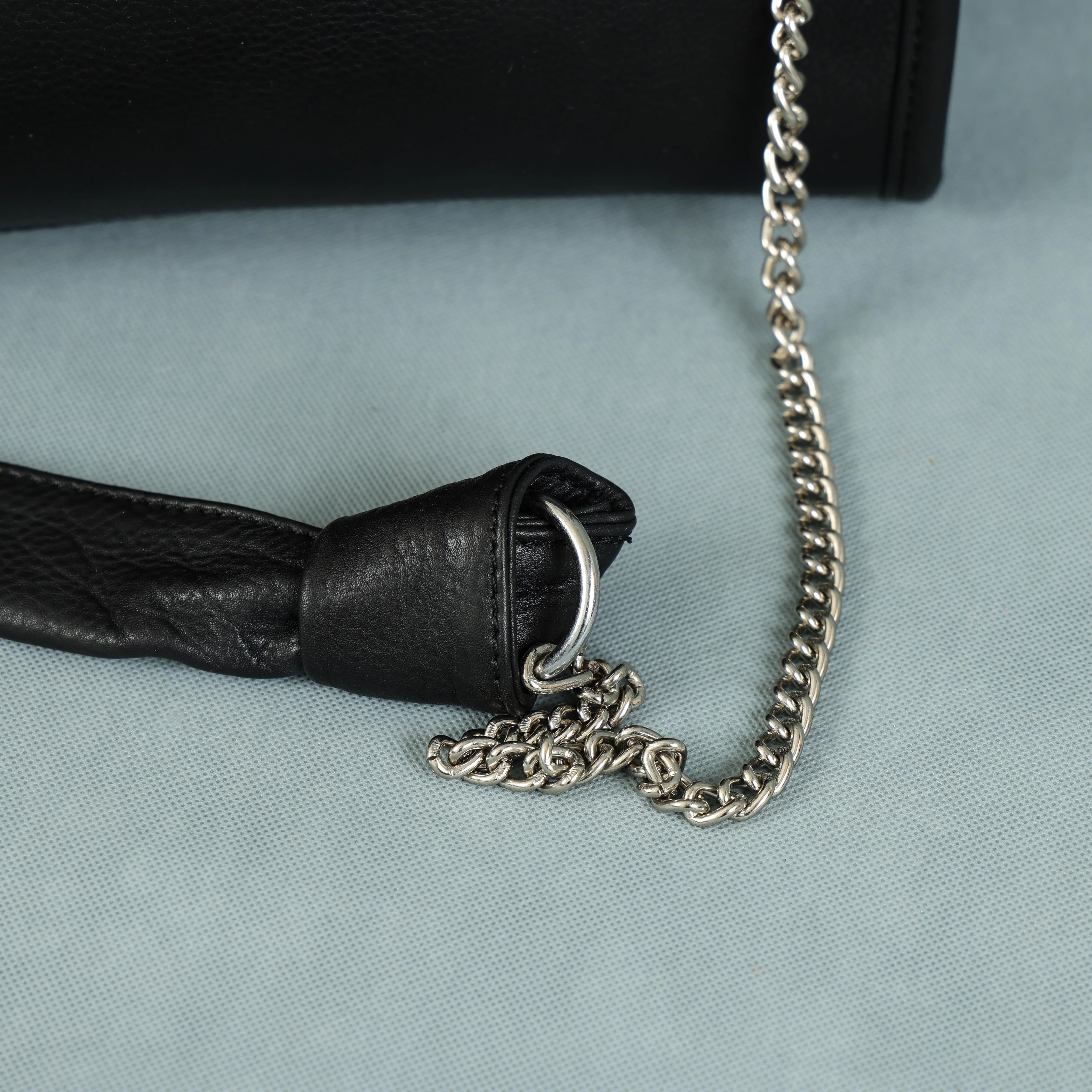 Premium Leather Chain Handle Tote Bag with Zipper Closure - Image 9