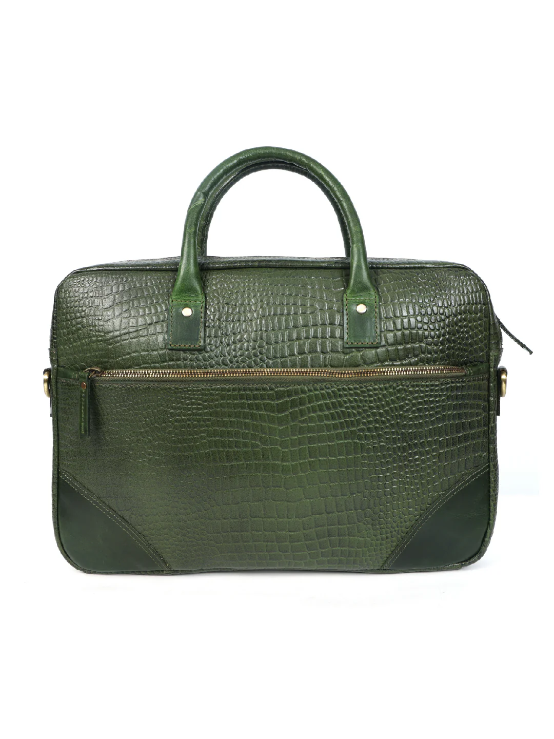 Premium Genuine Leather Messenger Bag in Croco Texture with Zip Closure - Image 3