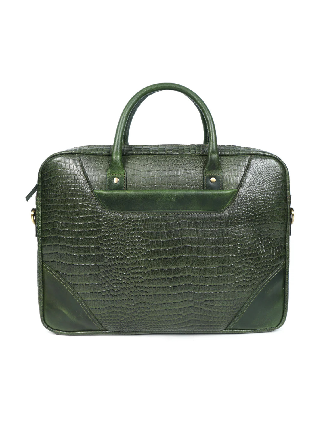 Premium Genuine Leather Messenger Bag in Croco Texture with Zip Closure - Image 4