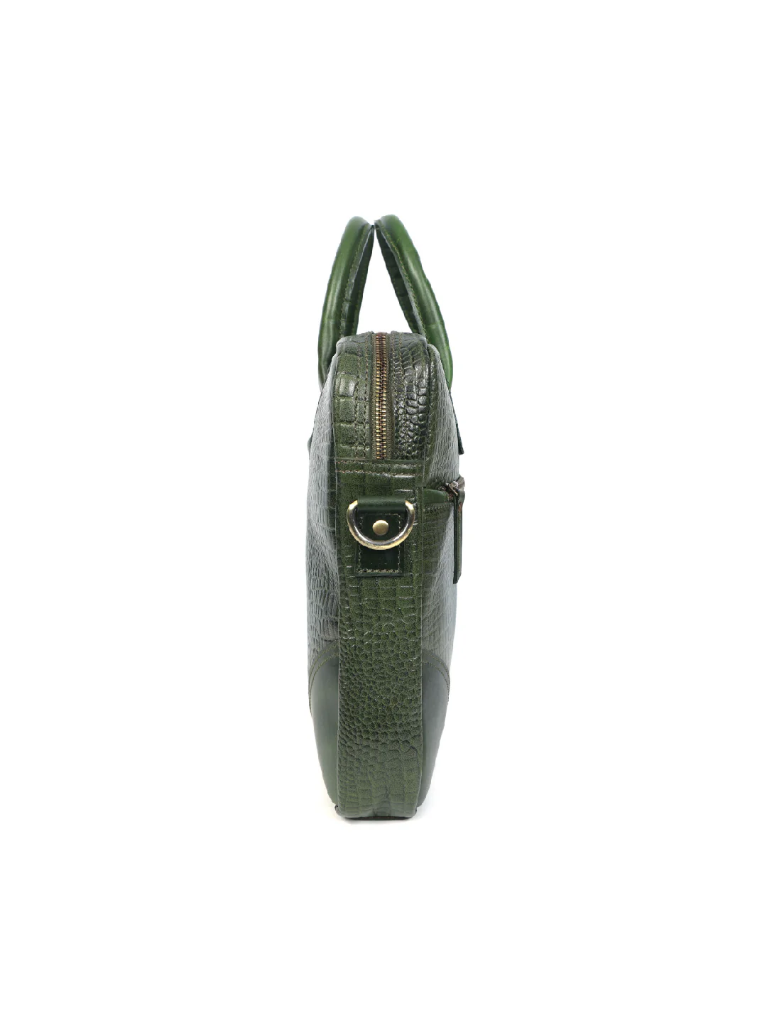Premium Genuine Leather Messenger Bag in Croco Texture with Zip Closure - Image 7
