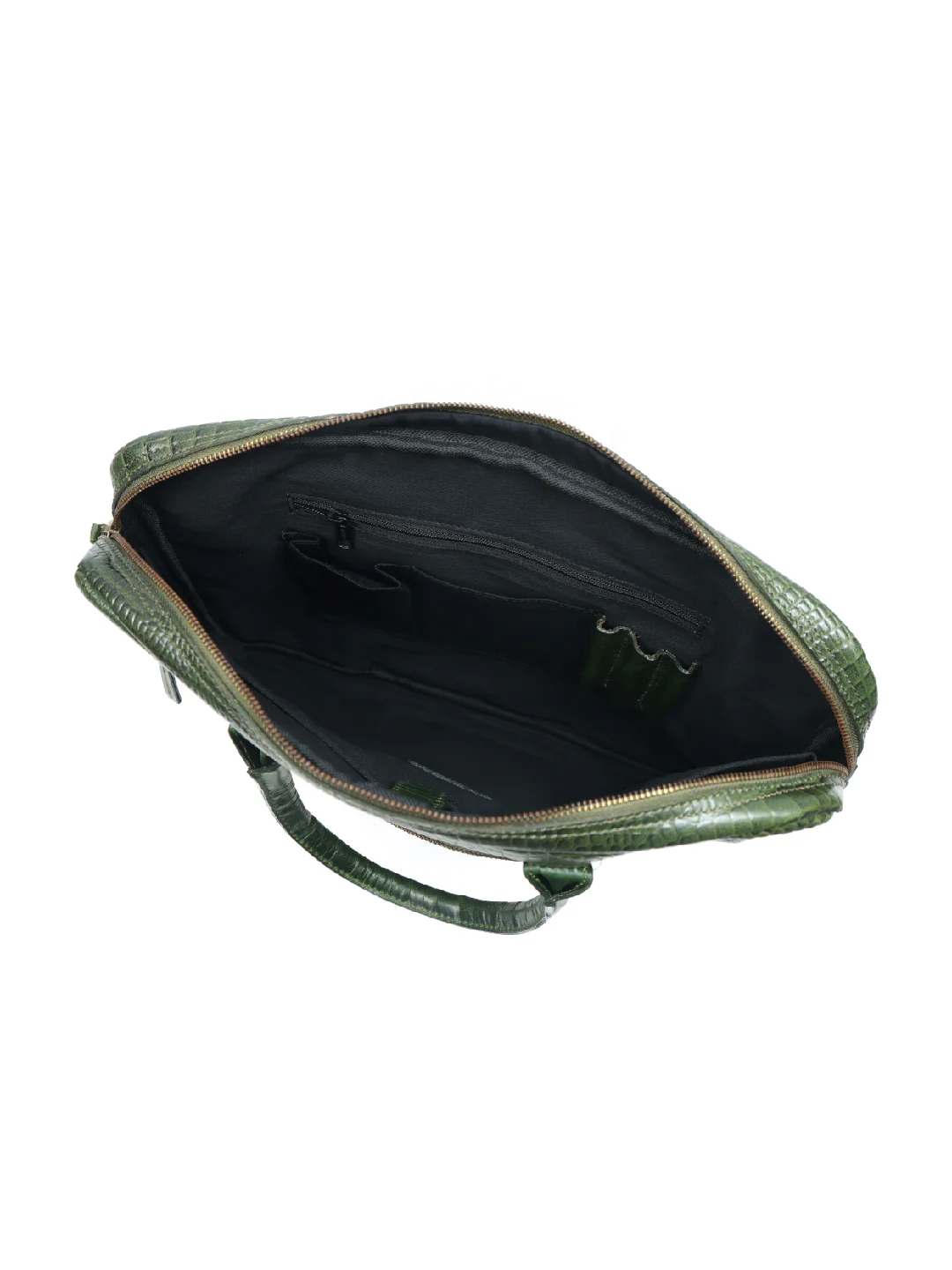 Premium Genuine Leather Messenger Bag in Croco Texture with Zip Closure - Image 9