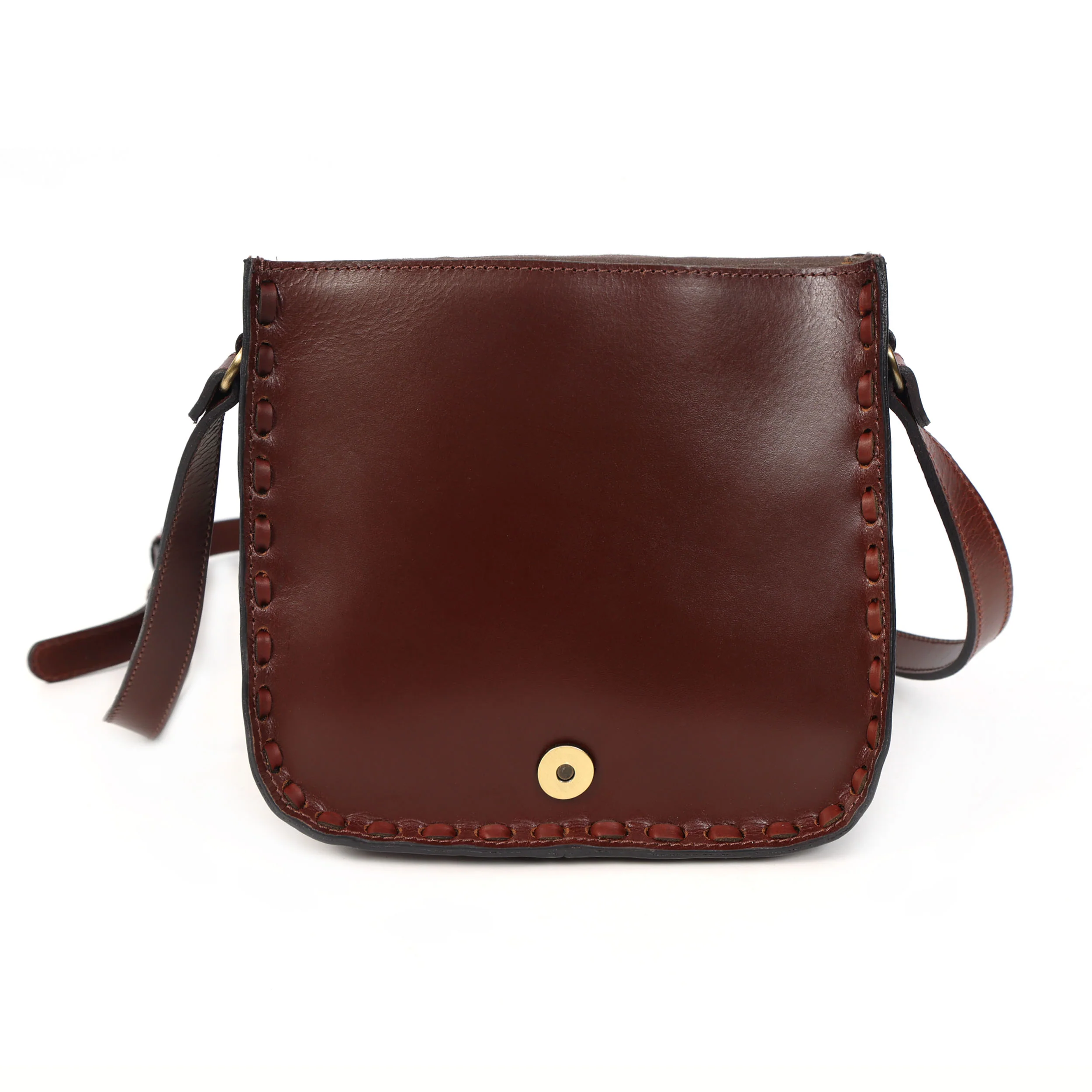 Handcrafted Black Embossed Leather Sling Bag with Magnetic Closure & Adjustable Strap - Image 17