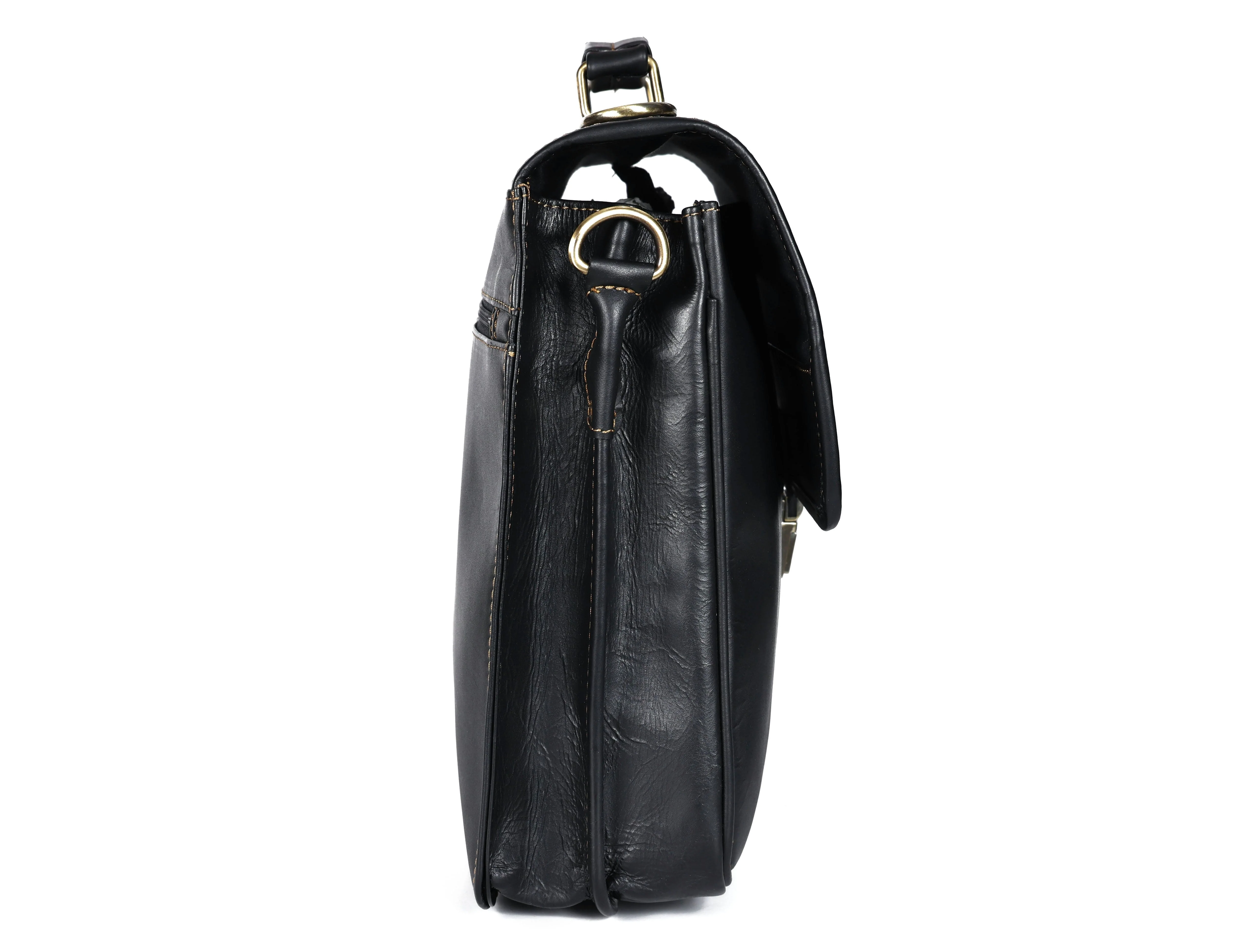 Premium Export Quality Black Leather Laptop Messenger Bag | Multi-Compartment Office Briefcase - Image 3