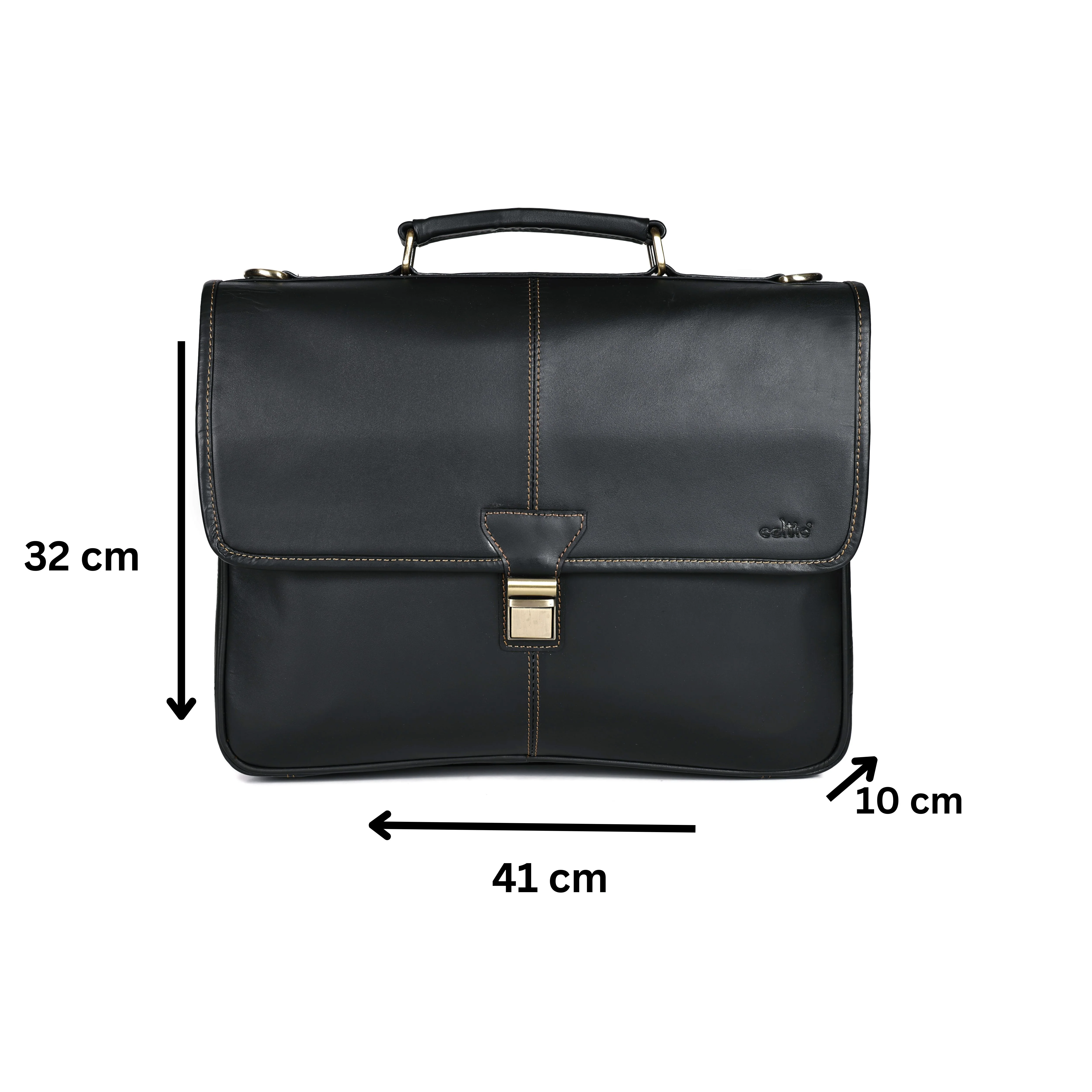 Premium Export Quality Black Leather Laptop Messenger Bag | Multi-Compartment Office Briefcase - Image 7