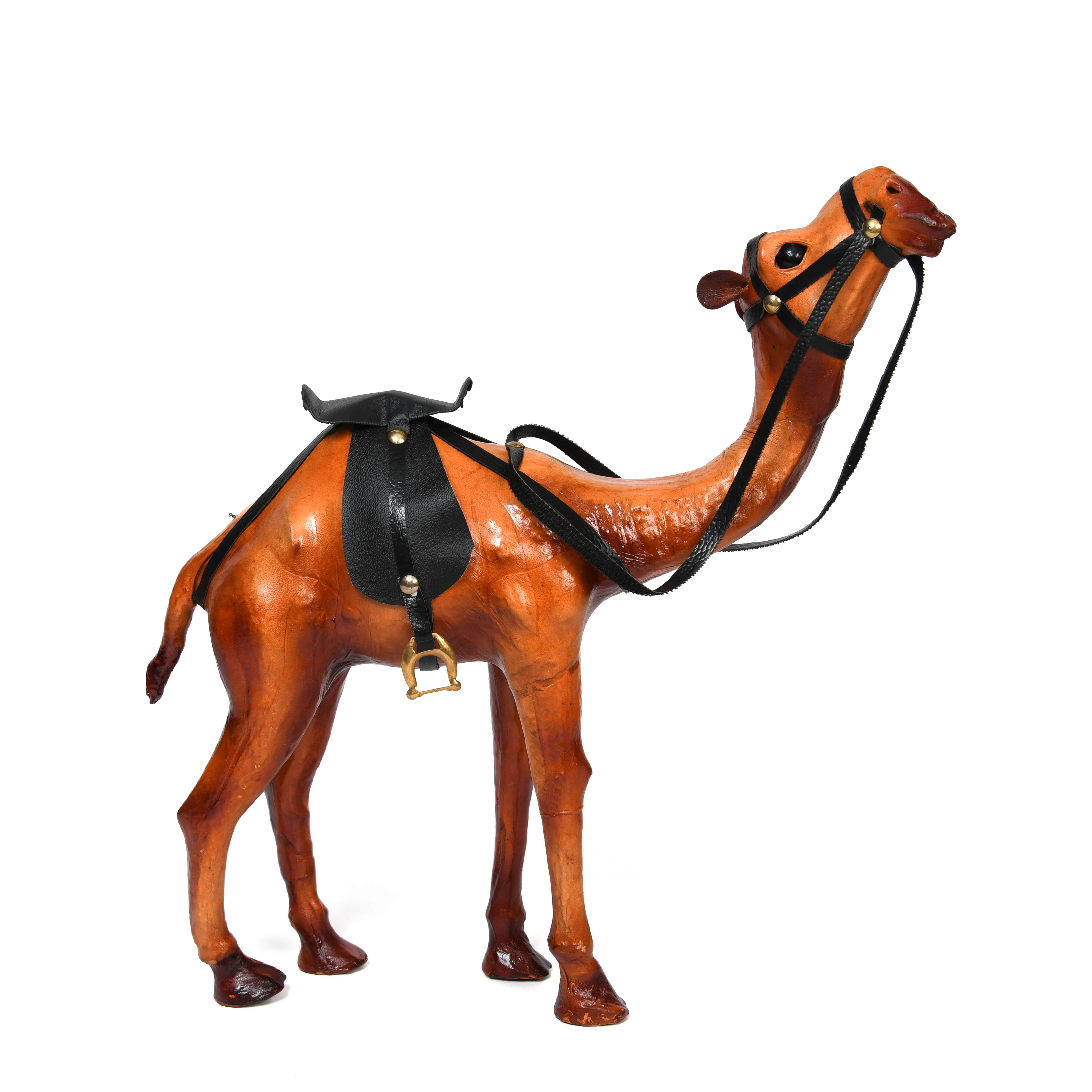 Premium Handcrafted Leather Camel Showpiece with Saddle - Image 3