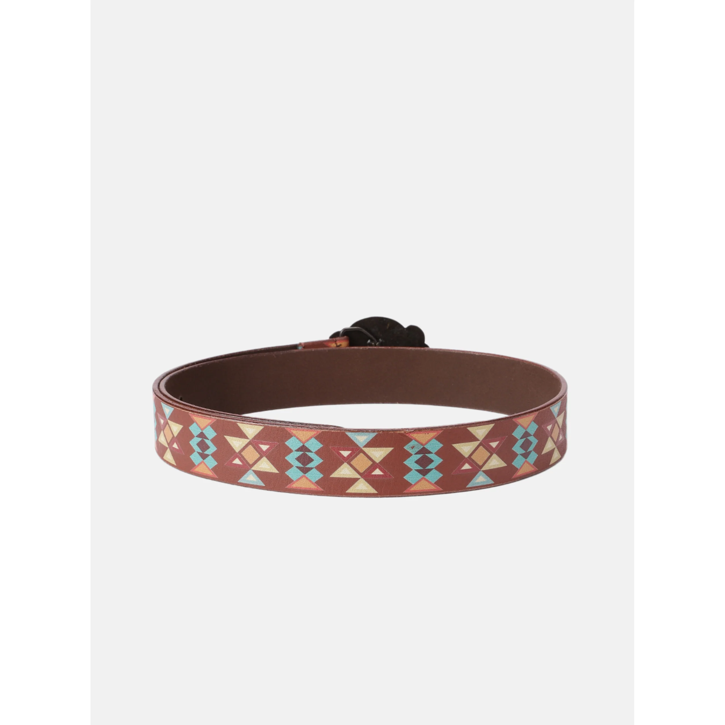 Unisex Aztec Pattern Leather Belt With Antique Buckle Handmade Ethnic Style Accessory. - Image 3
