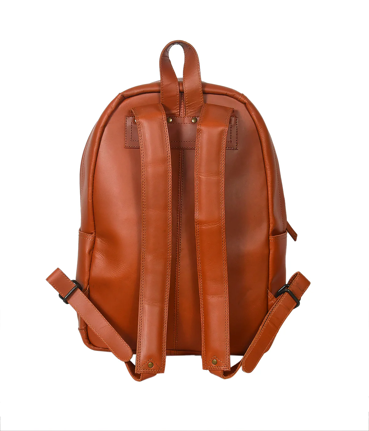 Premium Genuine Leather Everyday Backpack with Front Zip Pocket & Padded Adjustable Straps - Image 3