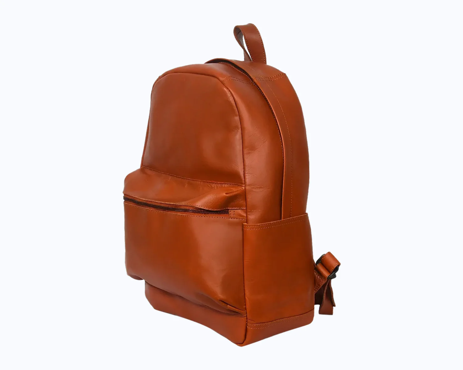 Premium Genuine Leather Everyday Backpack with Front Zip Pocket & Padded Adjustable Straps - Image 6