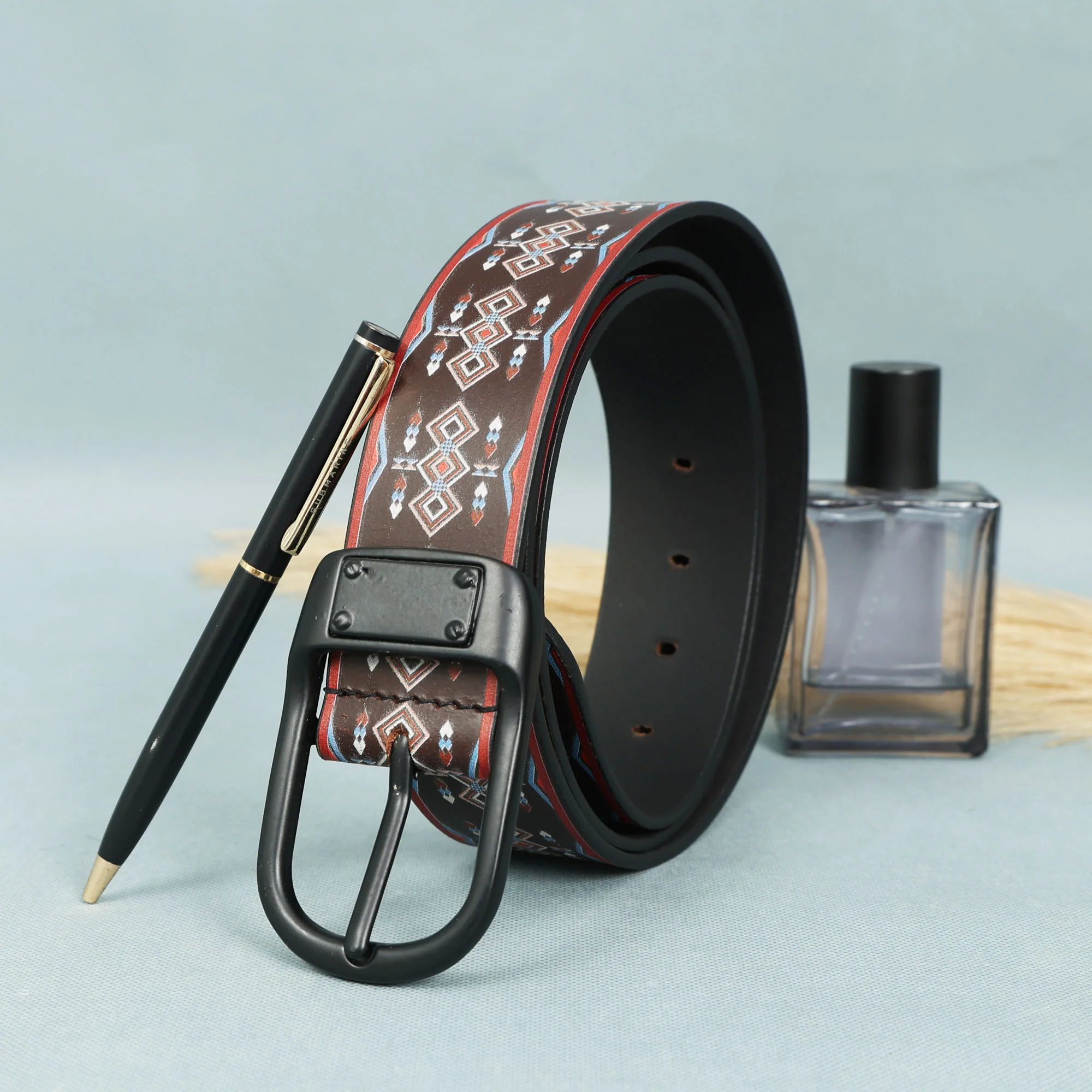 Leather Wallet & Printed Belt Combo Premium Gift Set for Men - Image 8