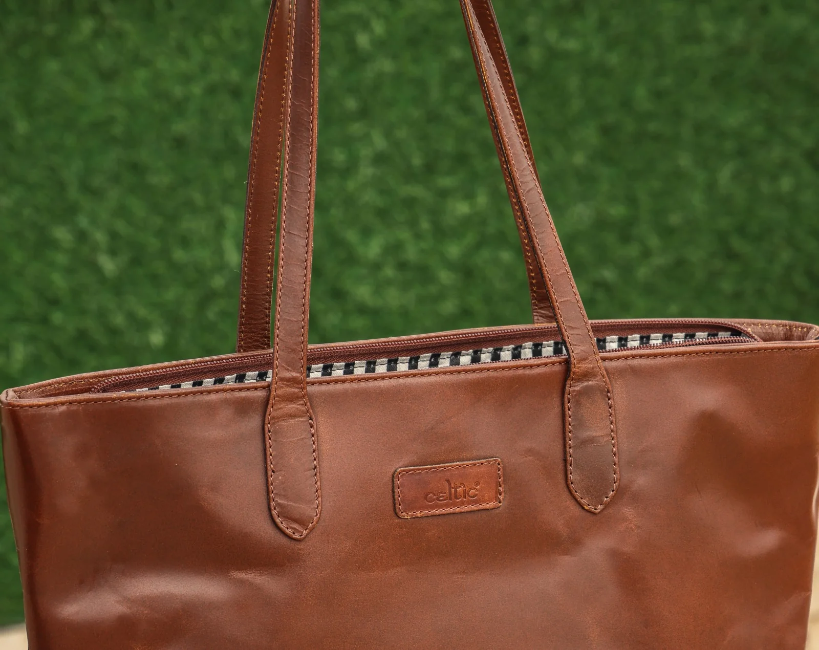 Premium Embossed Leather Tote Bag with Zipper Closure & Spacious Lined Interior - Image 11