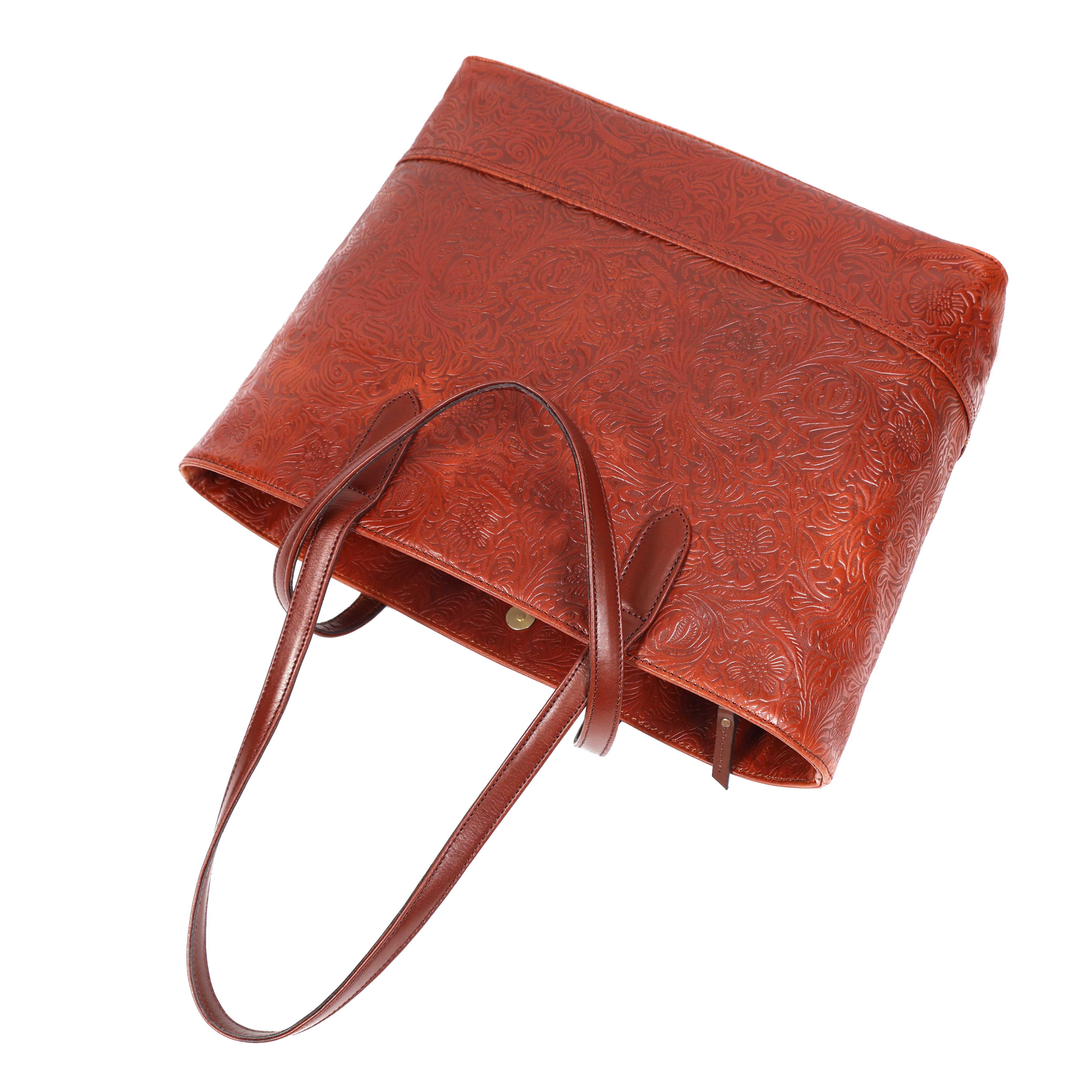 Premium Embossed Leather Tote Bag with Zipper Closure & Spacious Lined Interior - Image 5