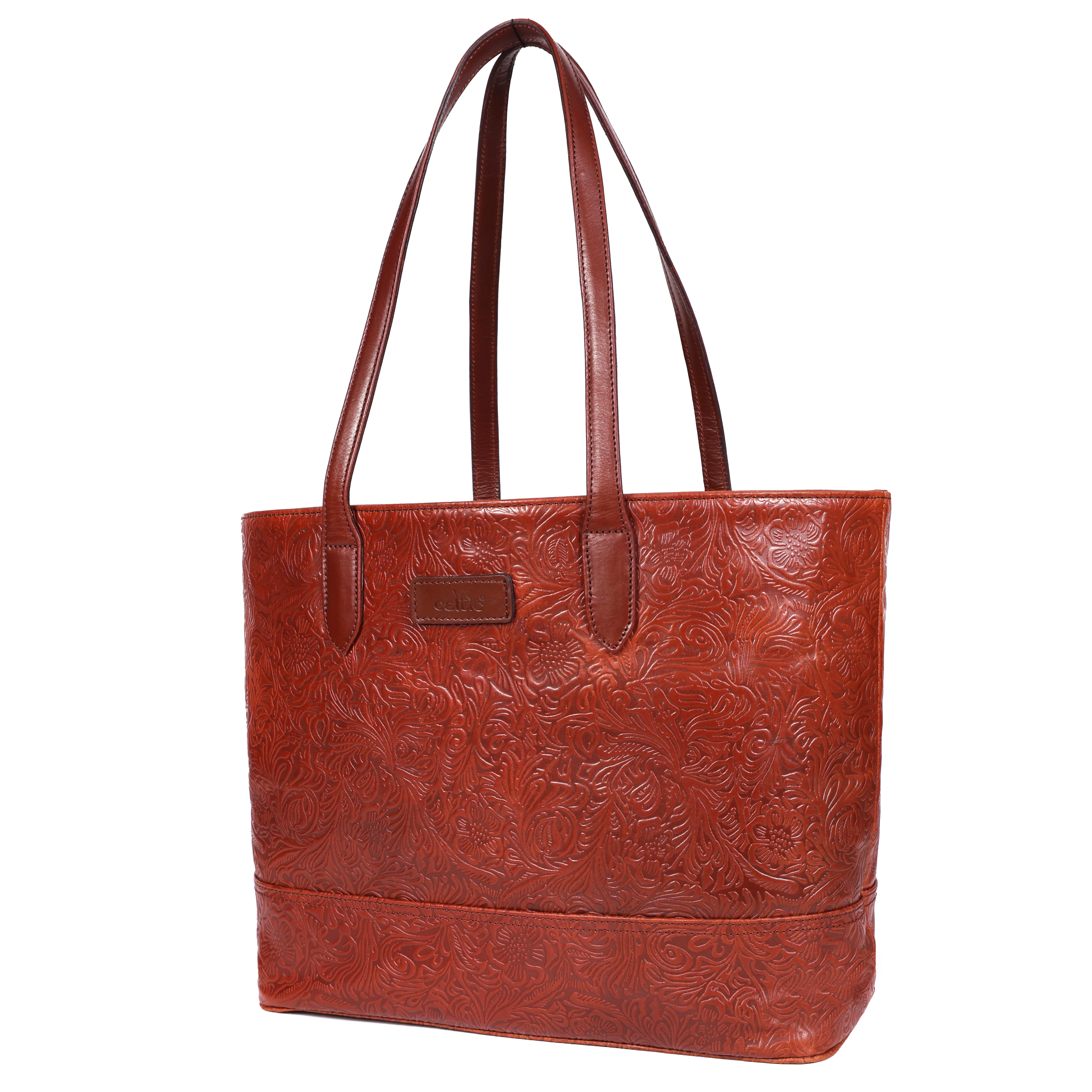Premium Embossed Leather Tote Bag with Zipper Closure & Spacious Lined Interior - Image 6