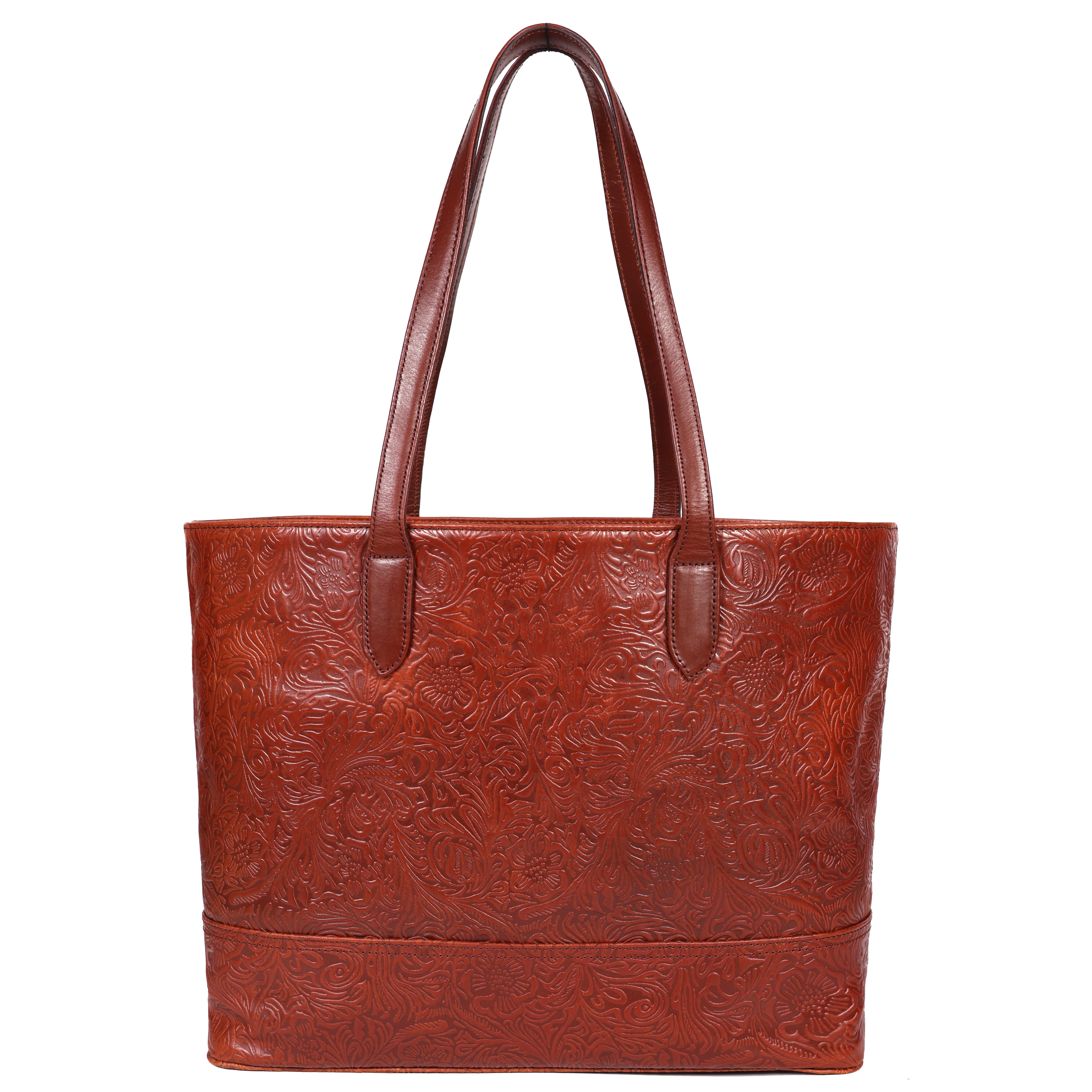 Premium Embossed Leather Tote Bag with Zipper Closure & Spacious Lined Interior - Image 7