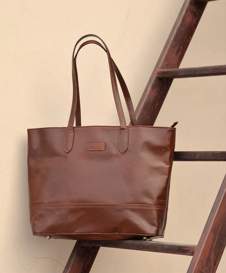 Premium Embossed Leather Tote Bag with Zipper Closure & Spacious Lined Interior - Image 9