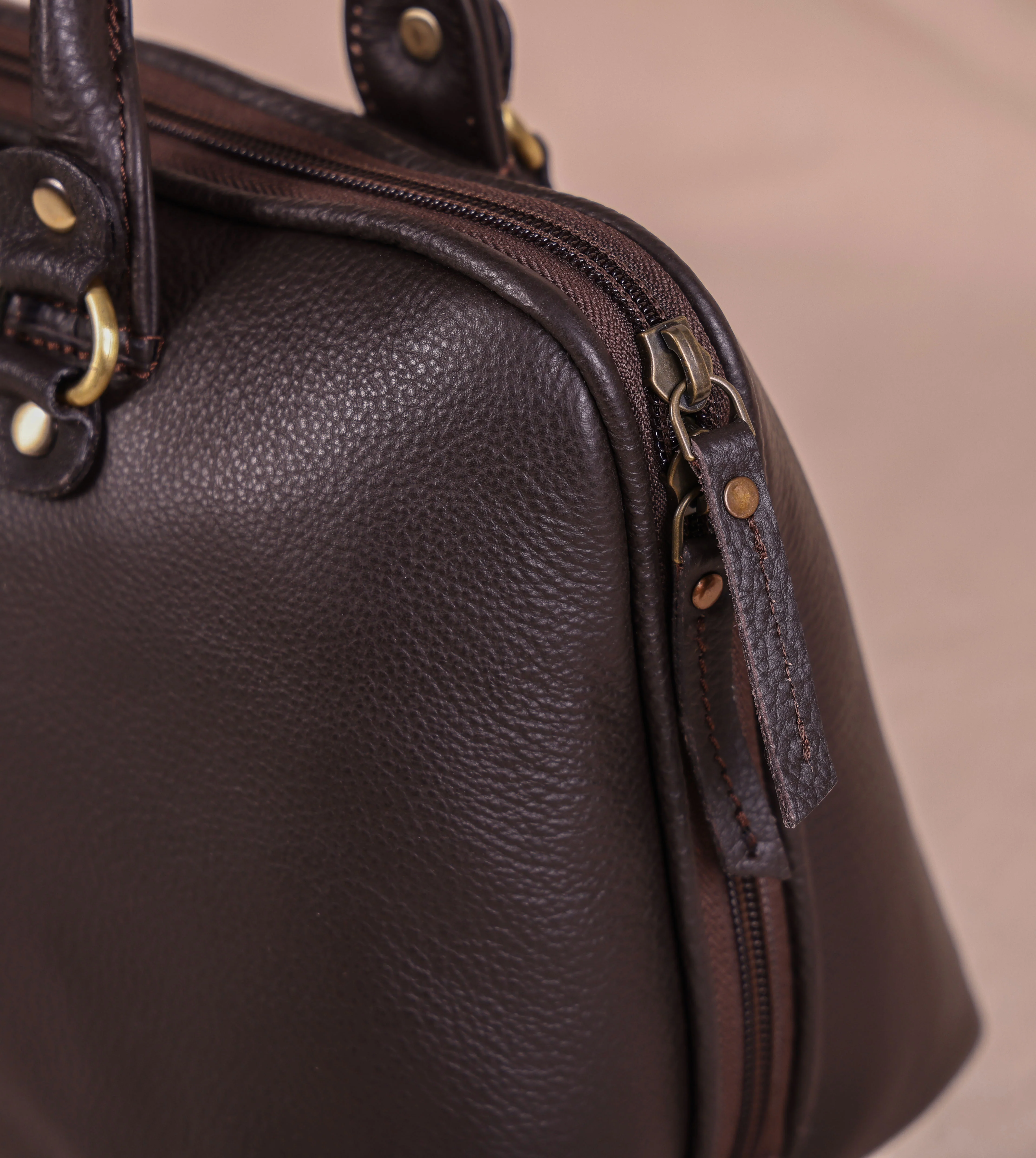 Premium Leather Shoulder Bag with Dual Zip Compartments, Structured Silhouette - Image 14