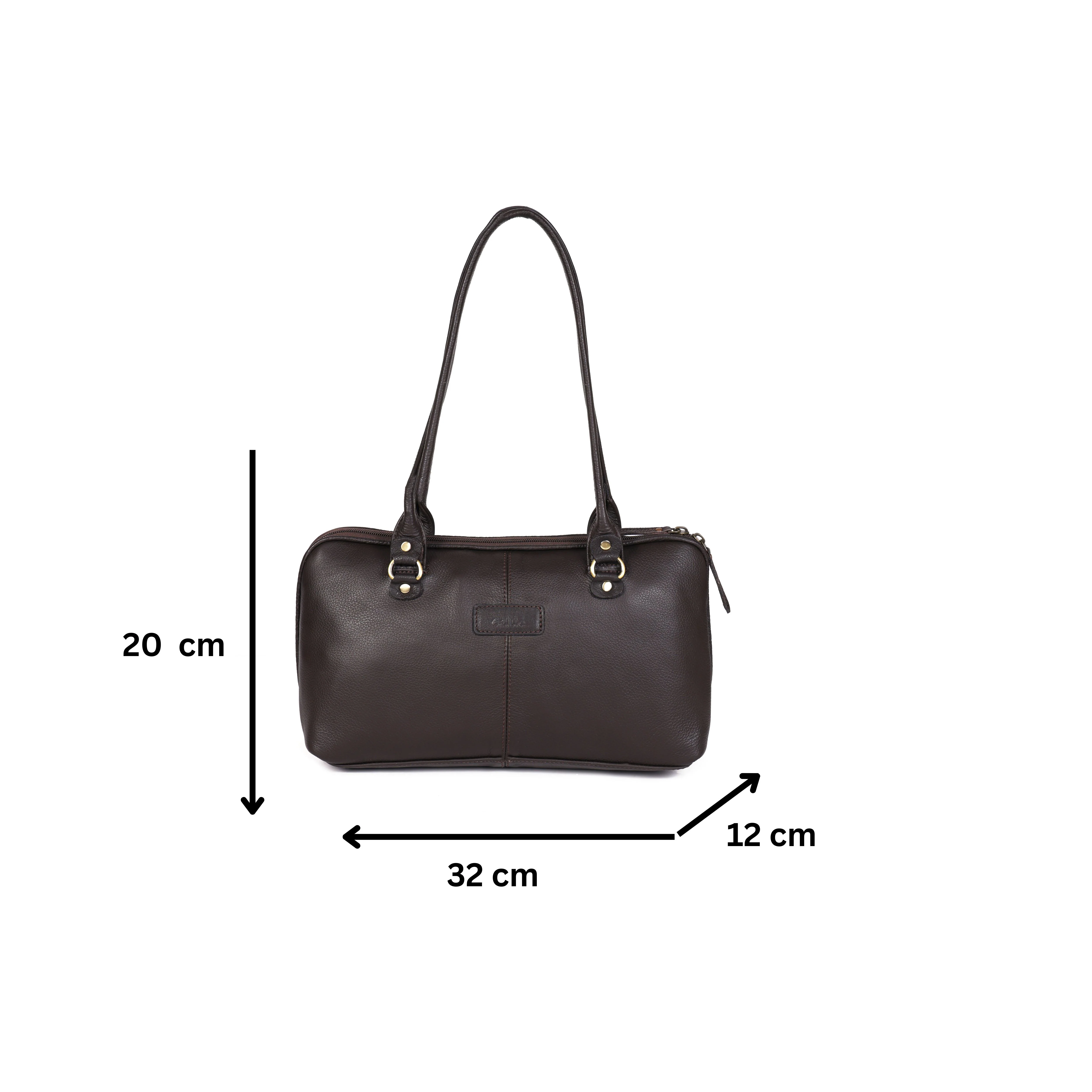 Premium Leather Shoulder Bag with Dual Zip Compartments, Structured Silhouette - Image 15