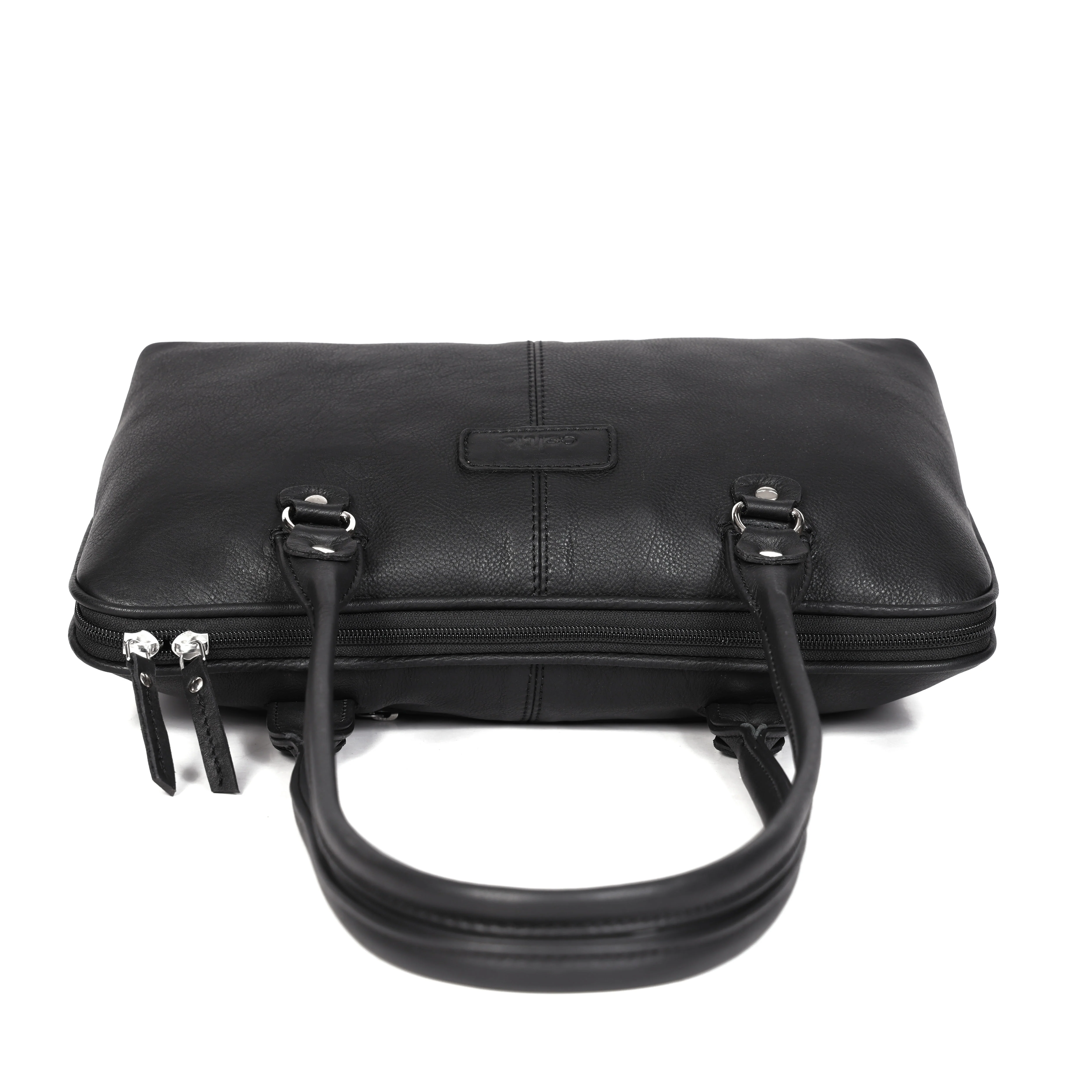Premium Leather Shoulder Bag with Dual Zip Compartments, Structured Silhouette - Image 22