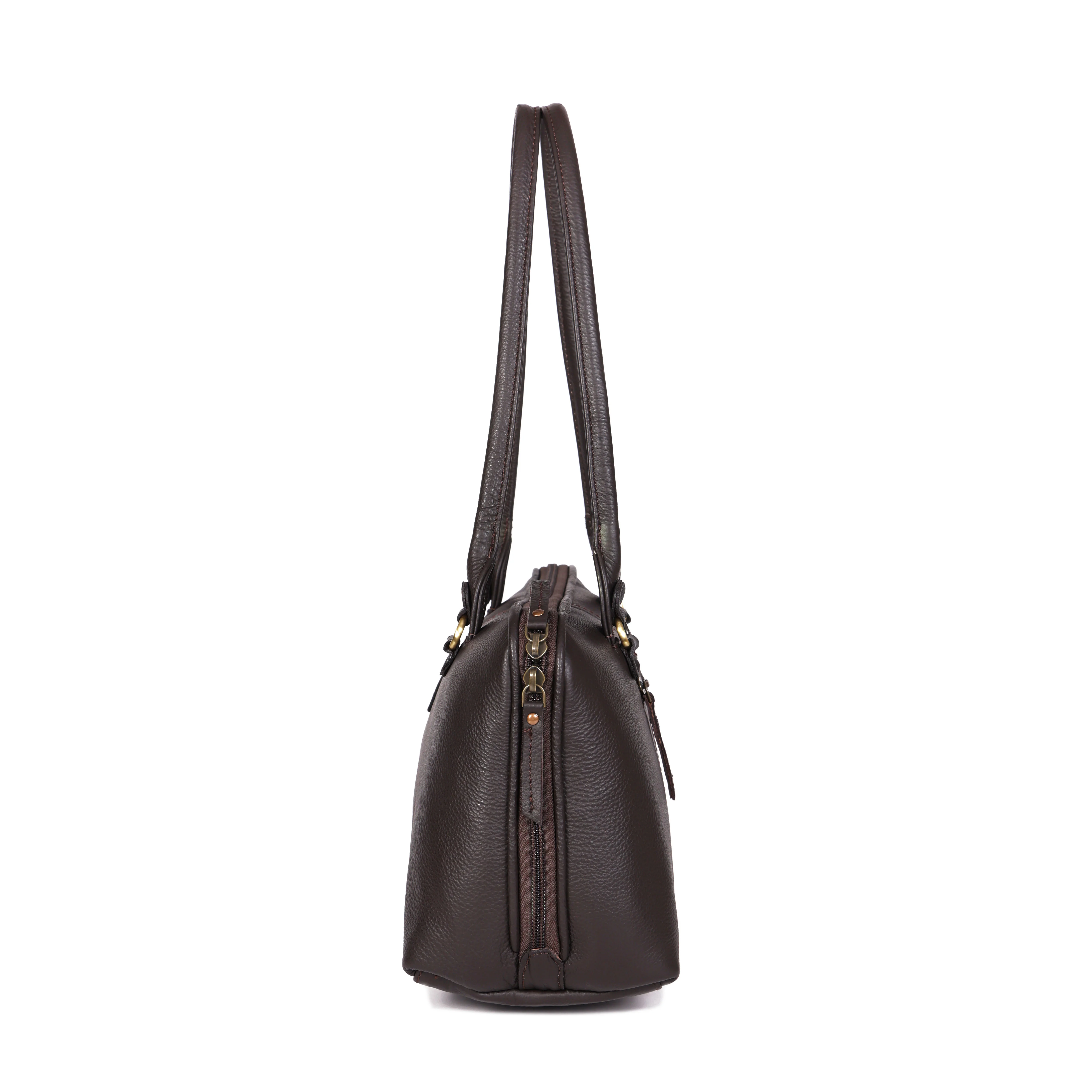 Premium Leather Shoulder Bag with Dual Zip Compartments, Structured Silhouette - Image 24
