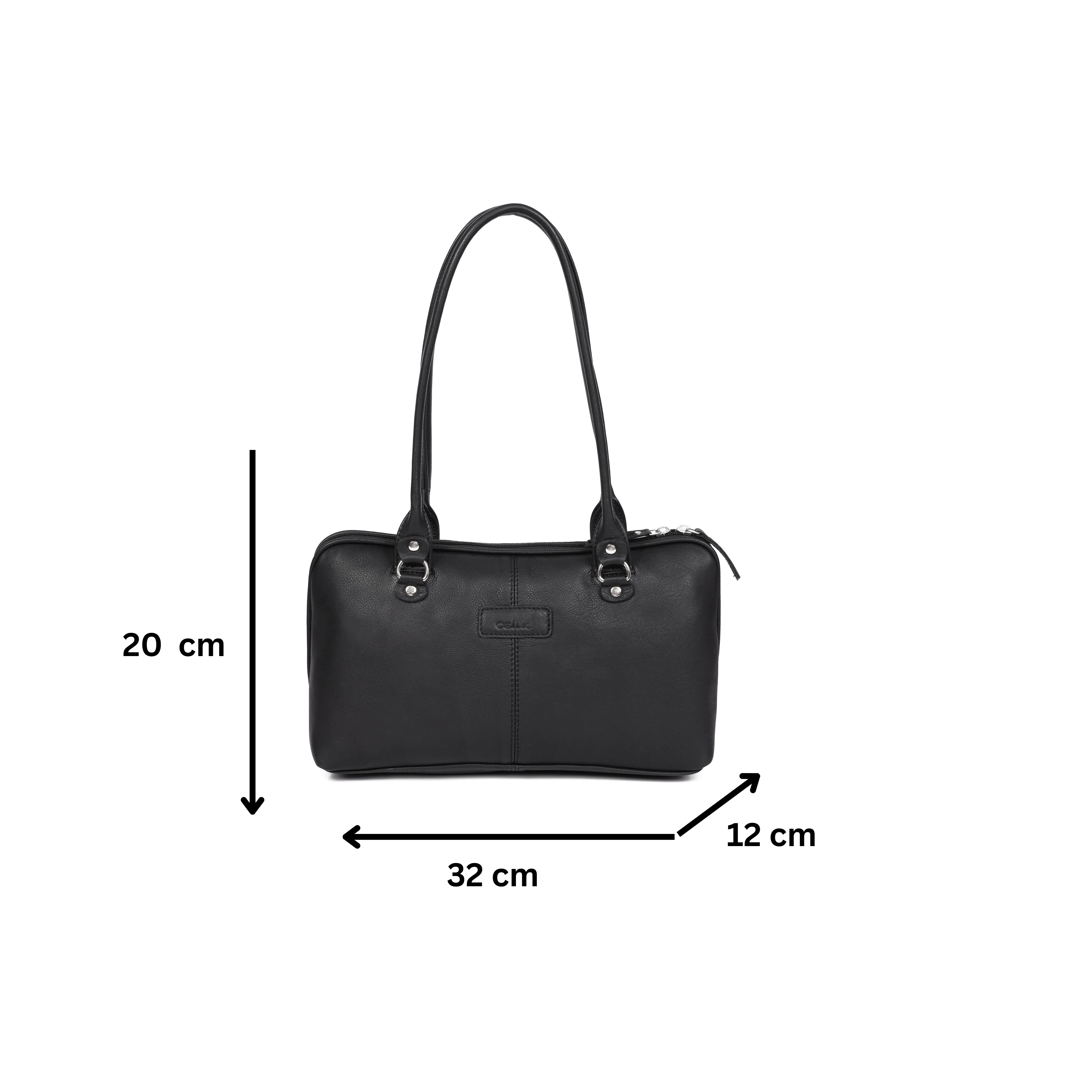 Premium Leather Shoulder Bag with Dual Zip Compartments, Structured Silhouette - Image 25
