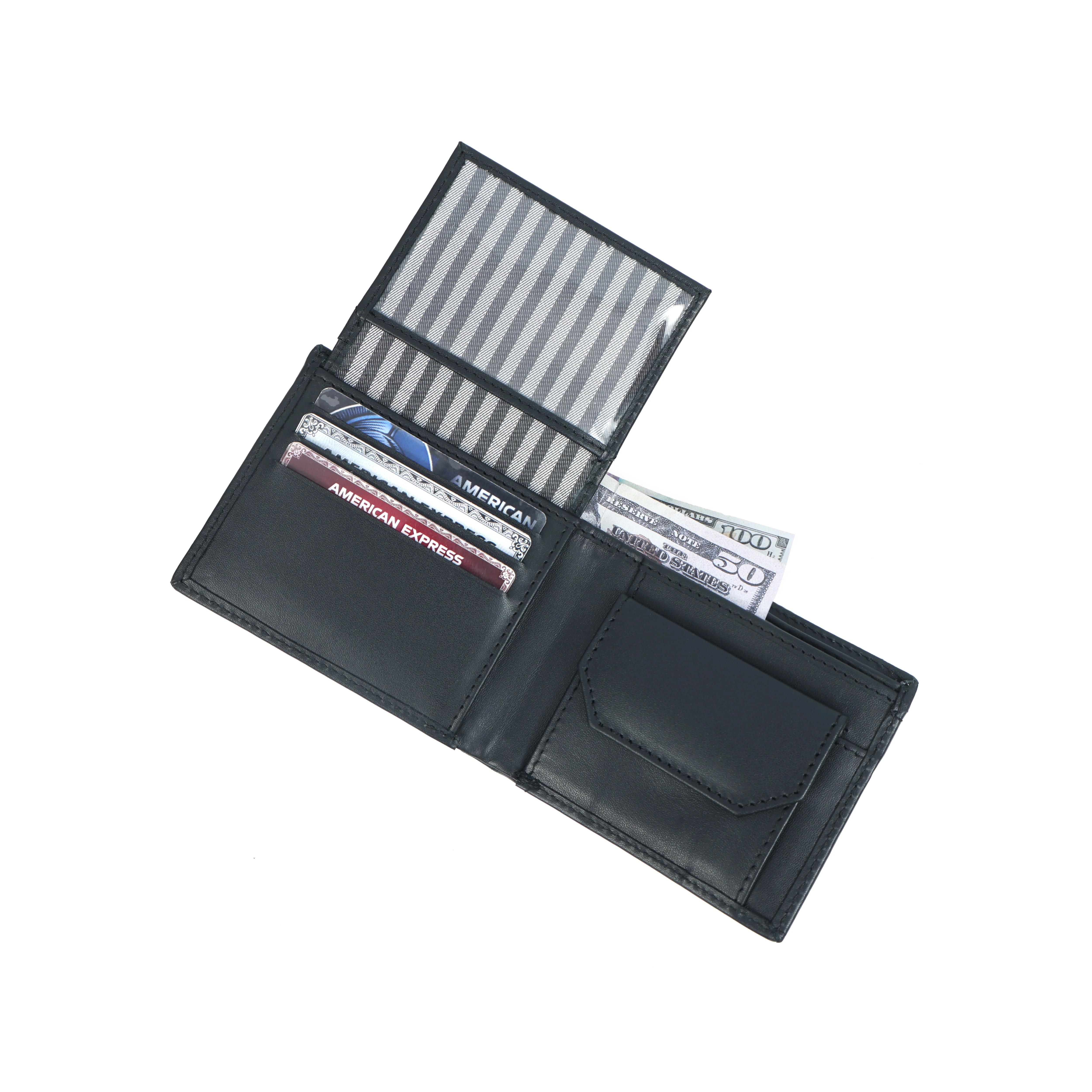 Men’??????s Black Bi-Fold Wallet with Visible Card Slots Art: LA-1436 - Image 4