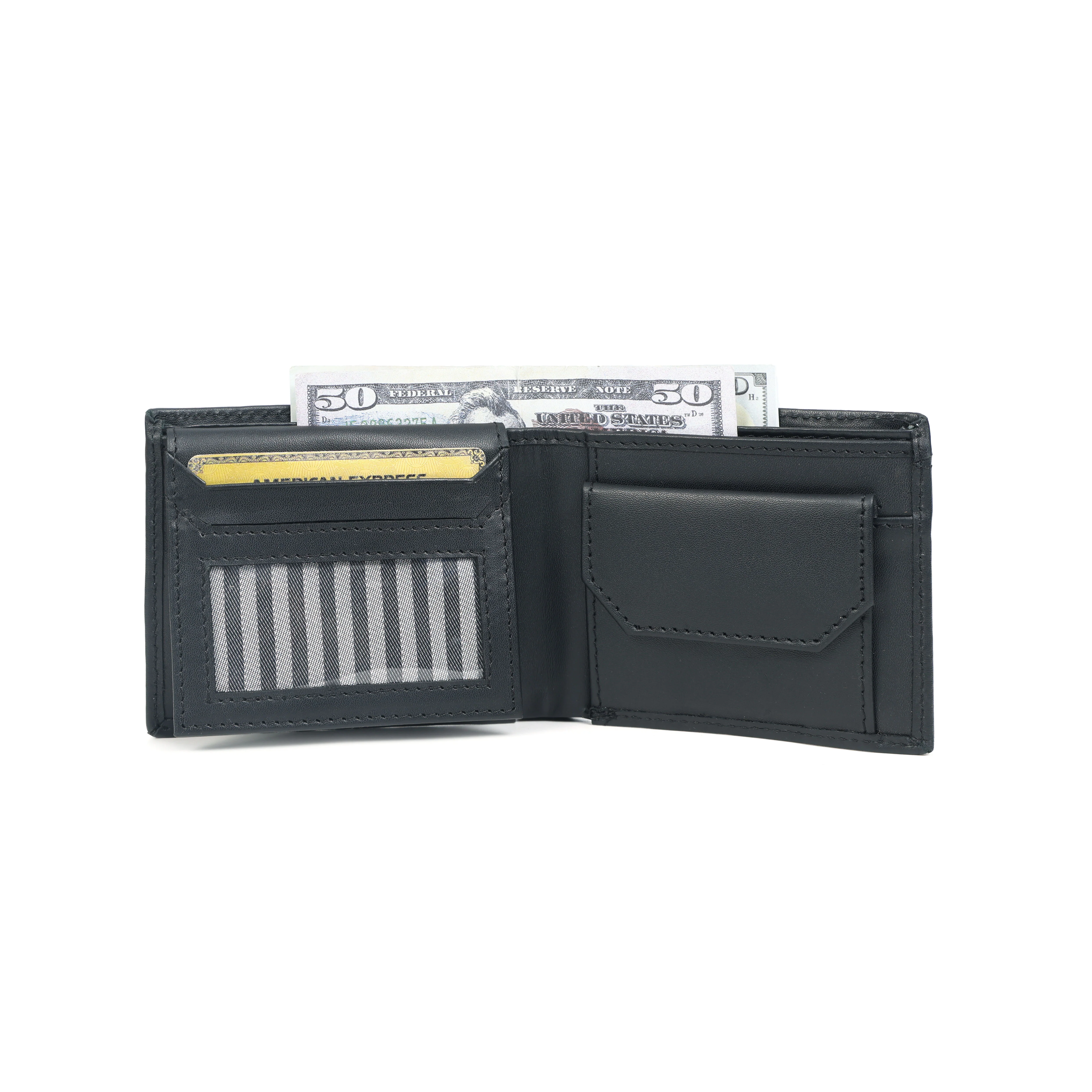Men’??????s Black Bi-Fold Wallet with Visible Card Slots Art: LA-1436 - Image 5