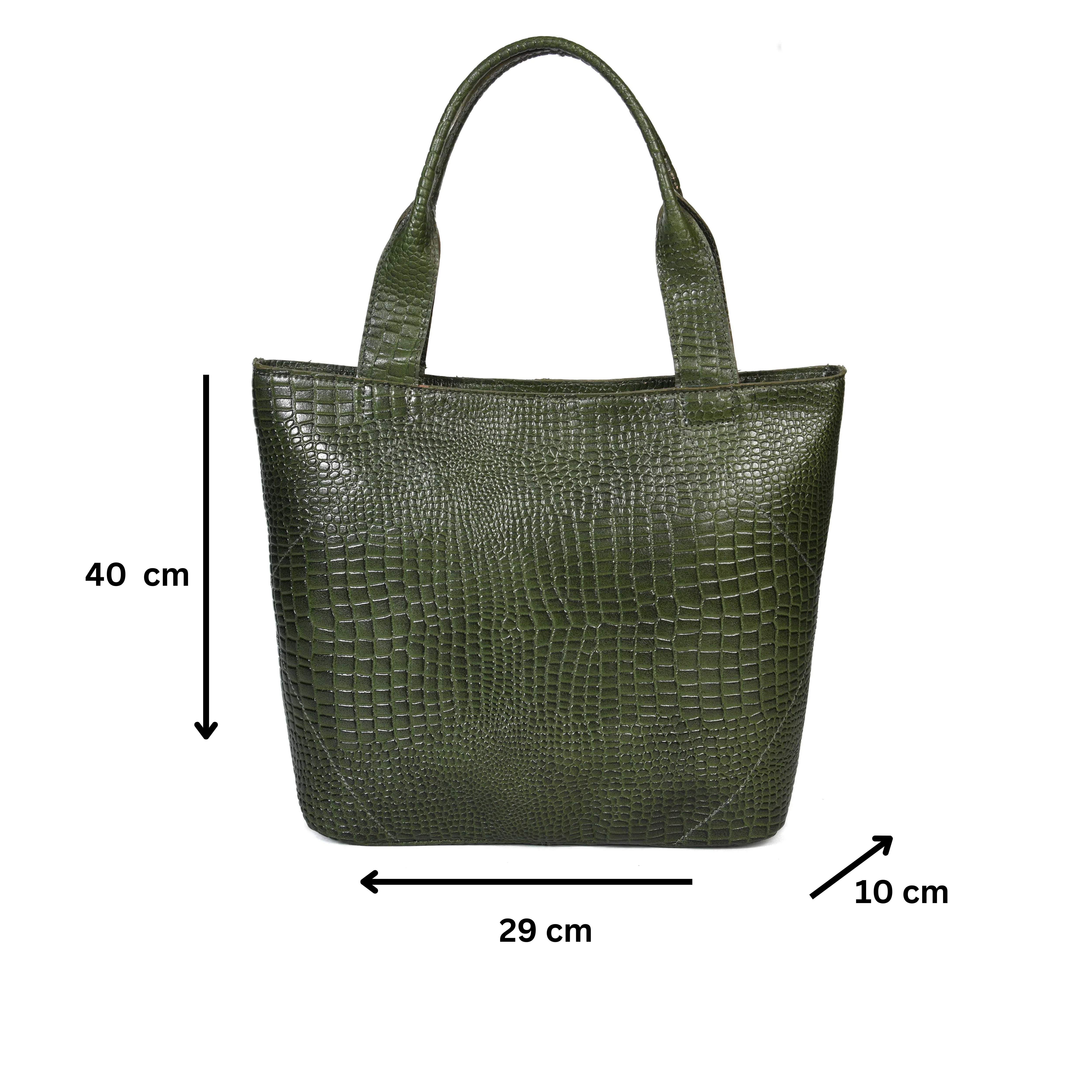 Croc-Texture Leather Tote Bag with Spacious Interior and Dual Shoulder Handles - Image 18