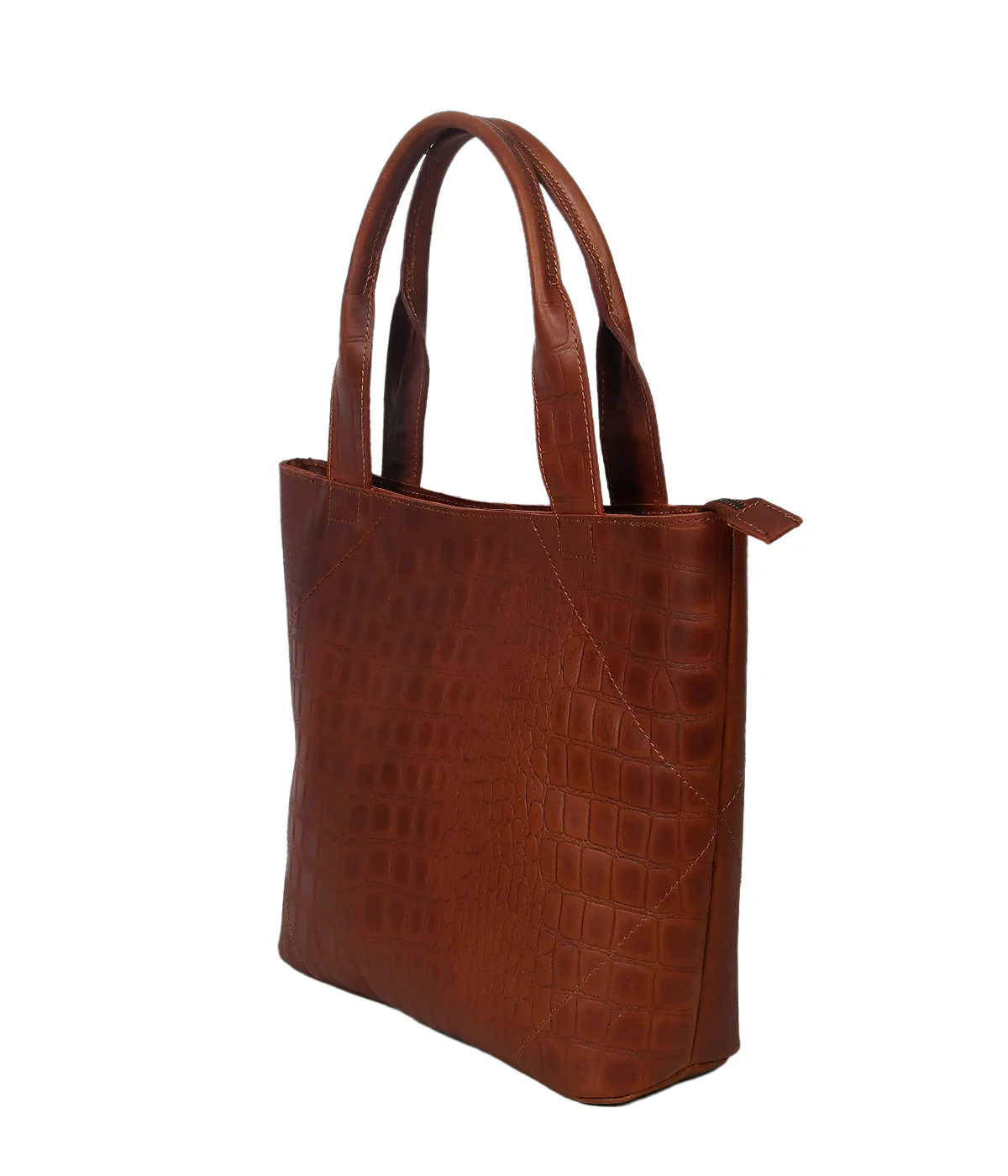 Croc-Texture Leather Tote Bag with Spacious Interior and Dual Shoulder Handles - Image 21