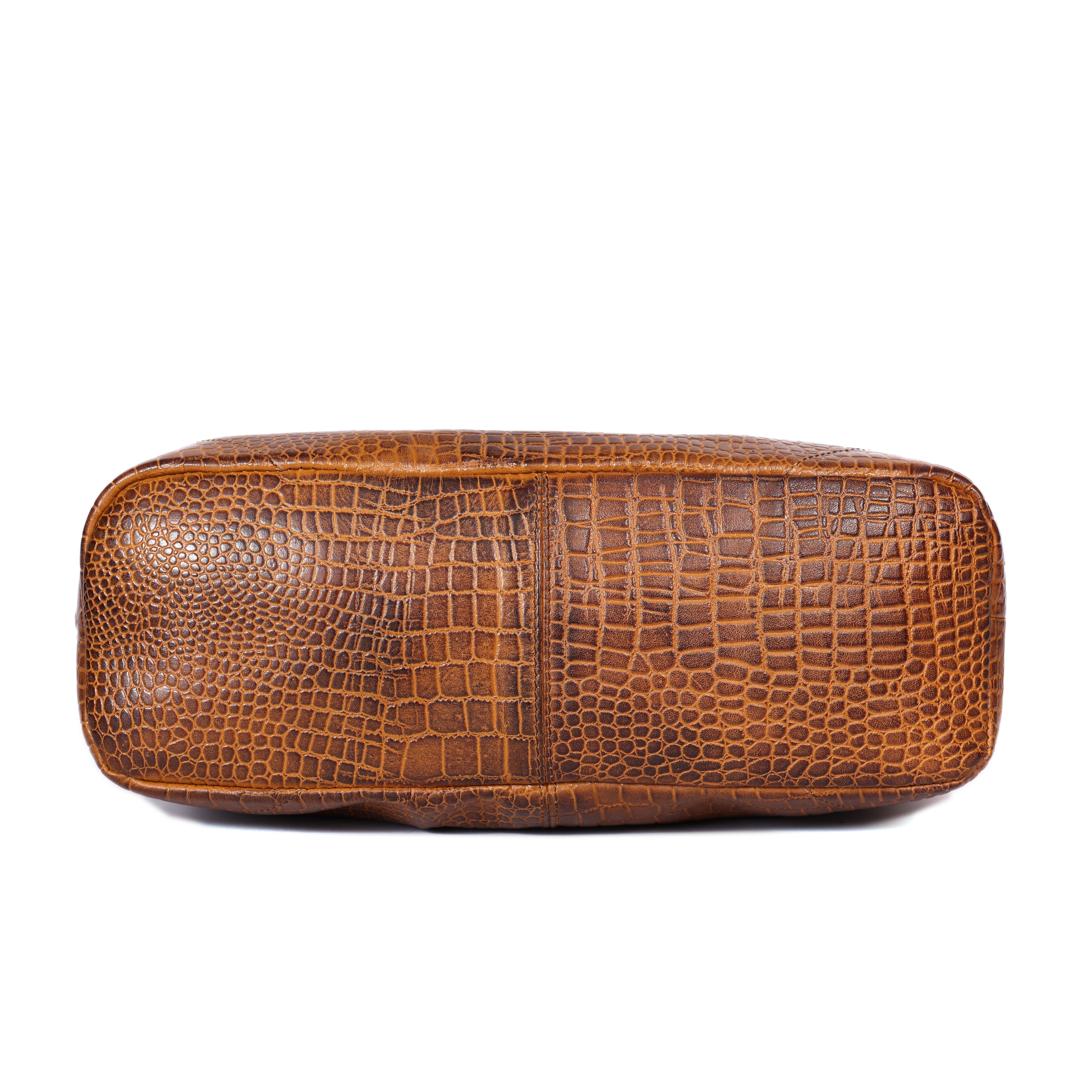 Croc-Texture Leather Tote Bag with Spacious Interior and Dual Shoulder Handles - Image 27