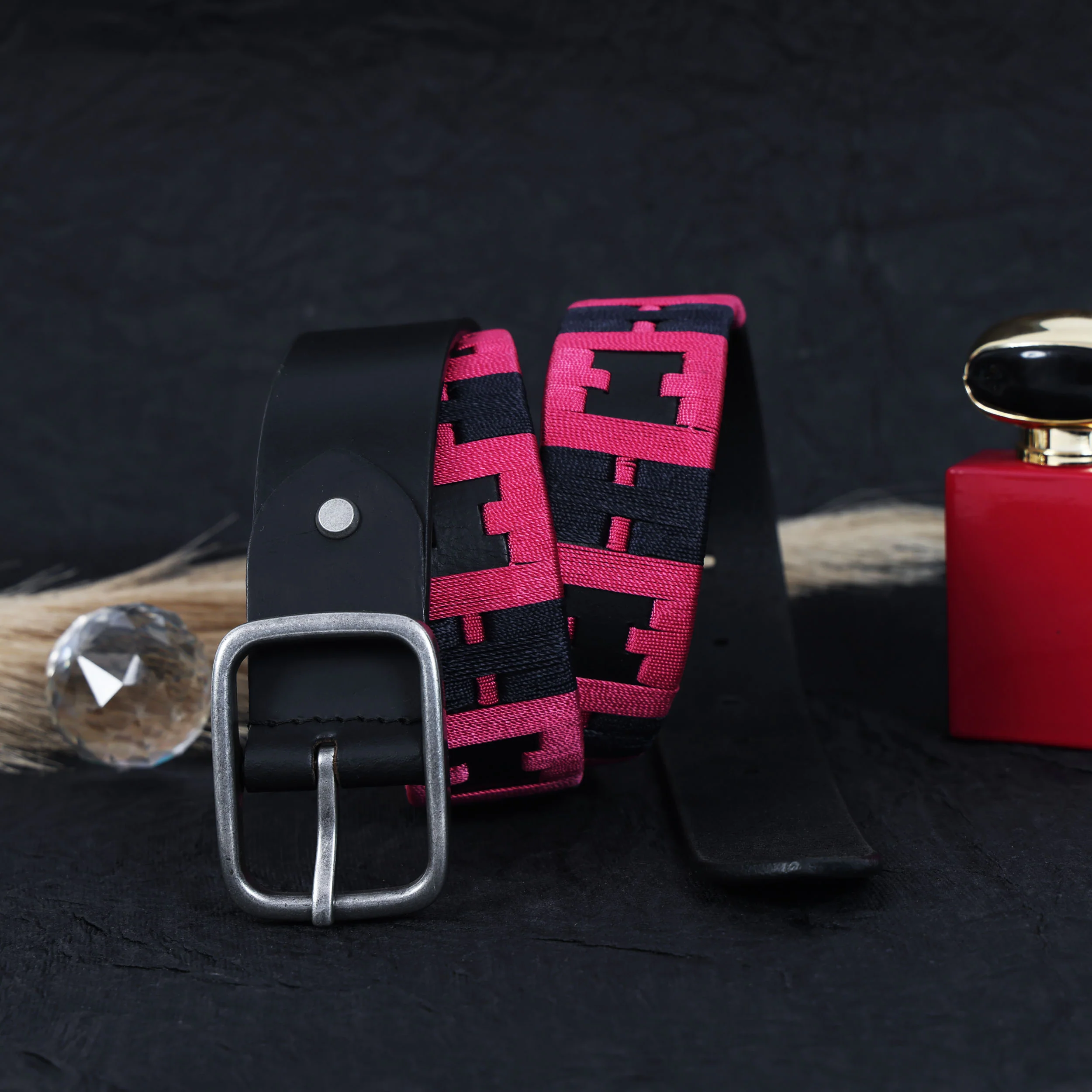 Unisex Handcrafted Tribal Pattern Canvas Leather Belt Stylish Casual Wear Accessory - Image 3