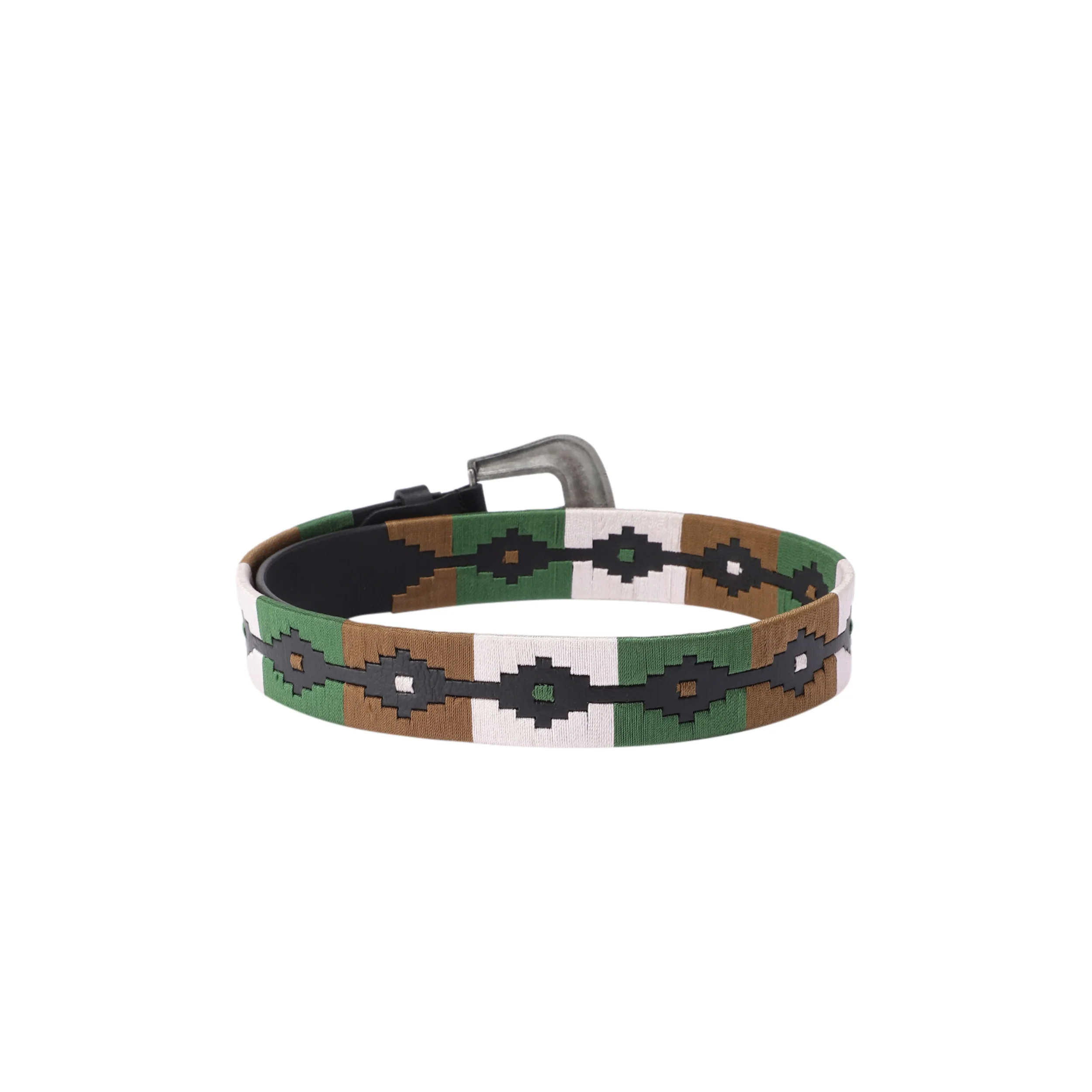 Unisex Handcrafted Leather Belt With Woven Aztec Pattern Antique Buckle For Men - Image 6