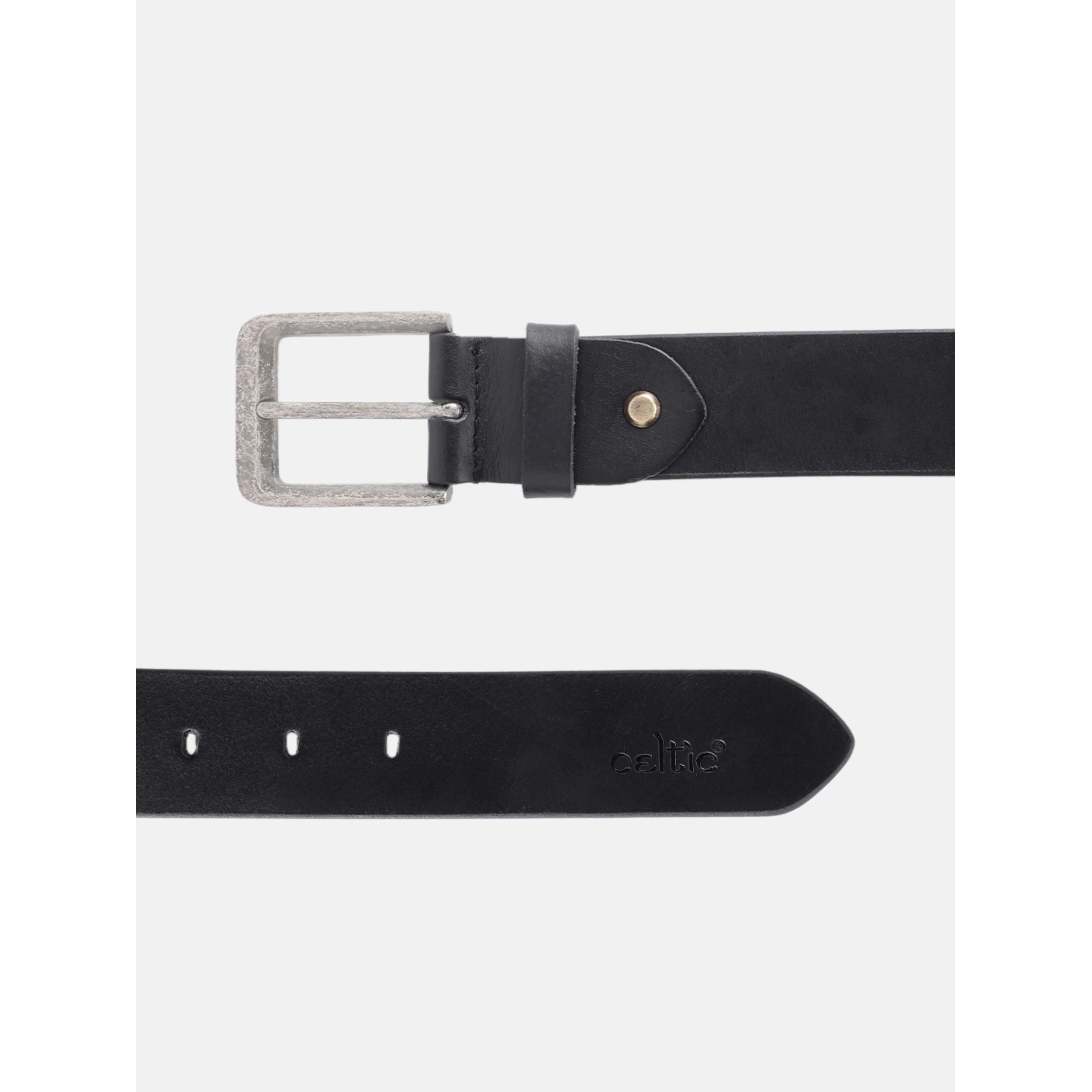 Unisex Handcrafted Leather Belt With Woven Blue White Pattern And Antique Silver Buckle - Image 4
