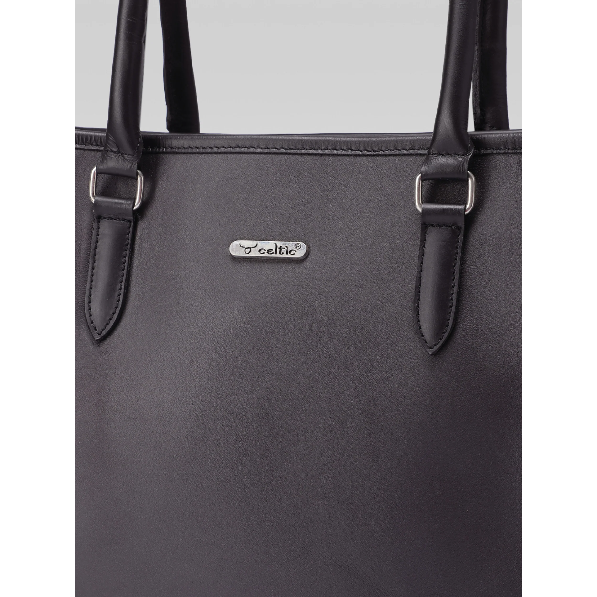Premium Genuine Leather Work Tote Bag for Women with Zip Closure & Shoulder Strap - Image 4