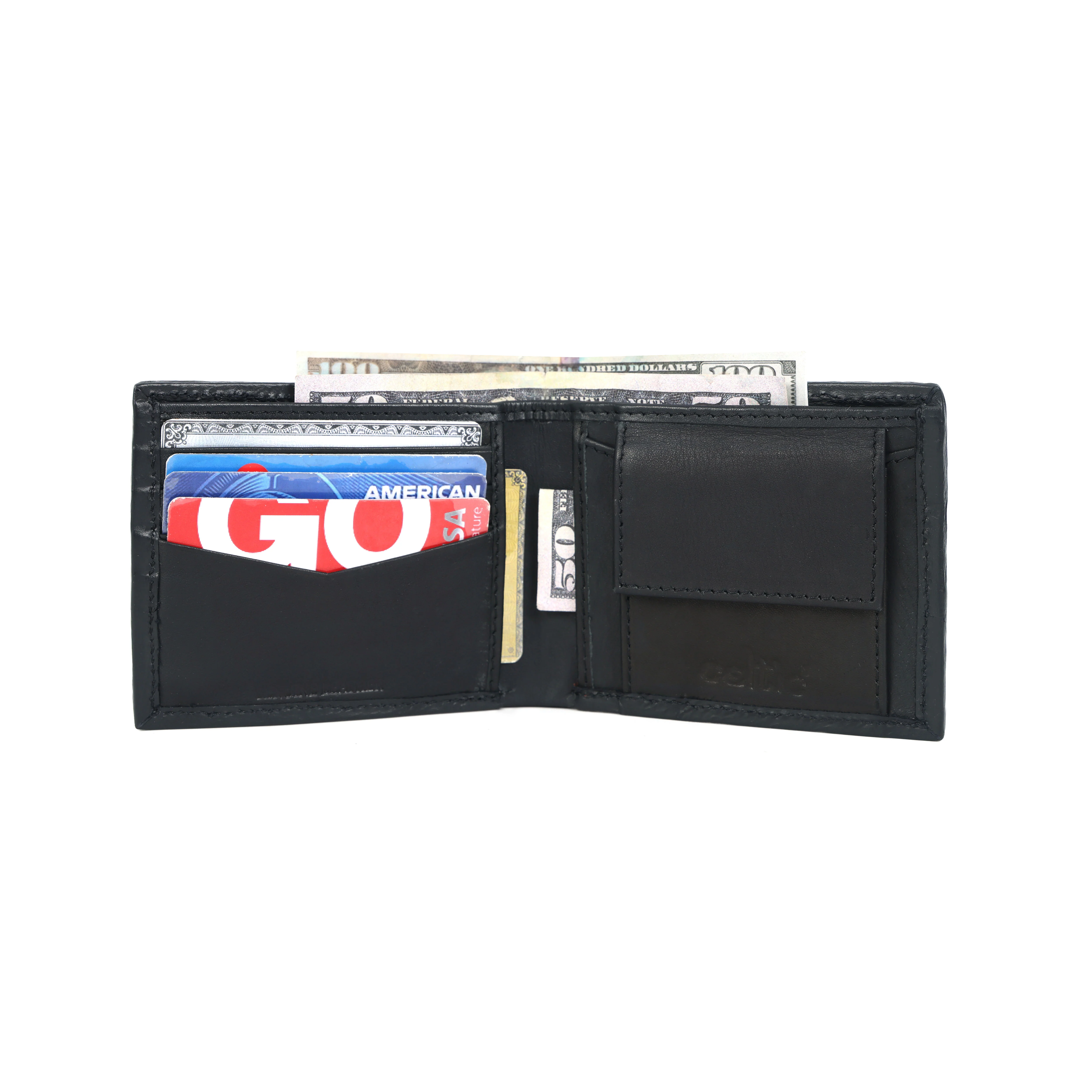 Celtic Genuine Leather Bi-Fold Wallet with Coin Pocket Black - Image 4