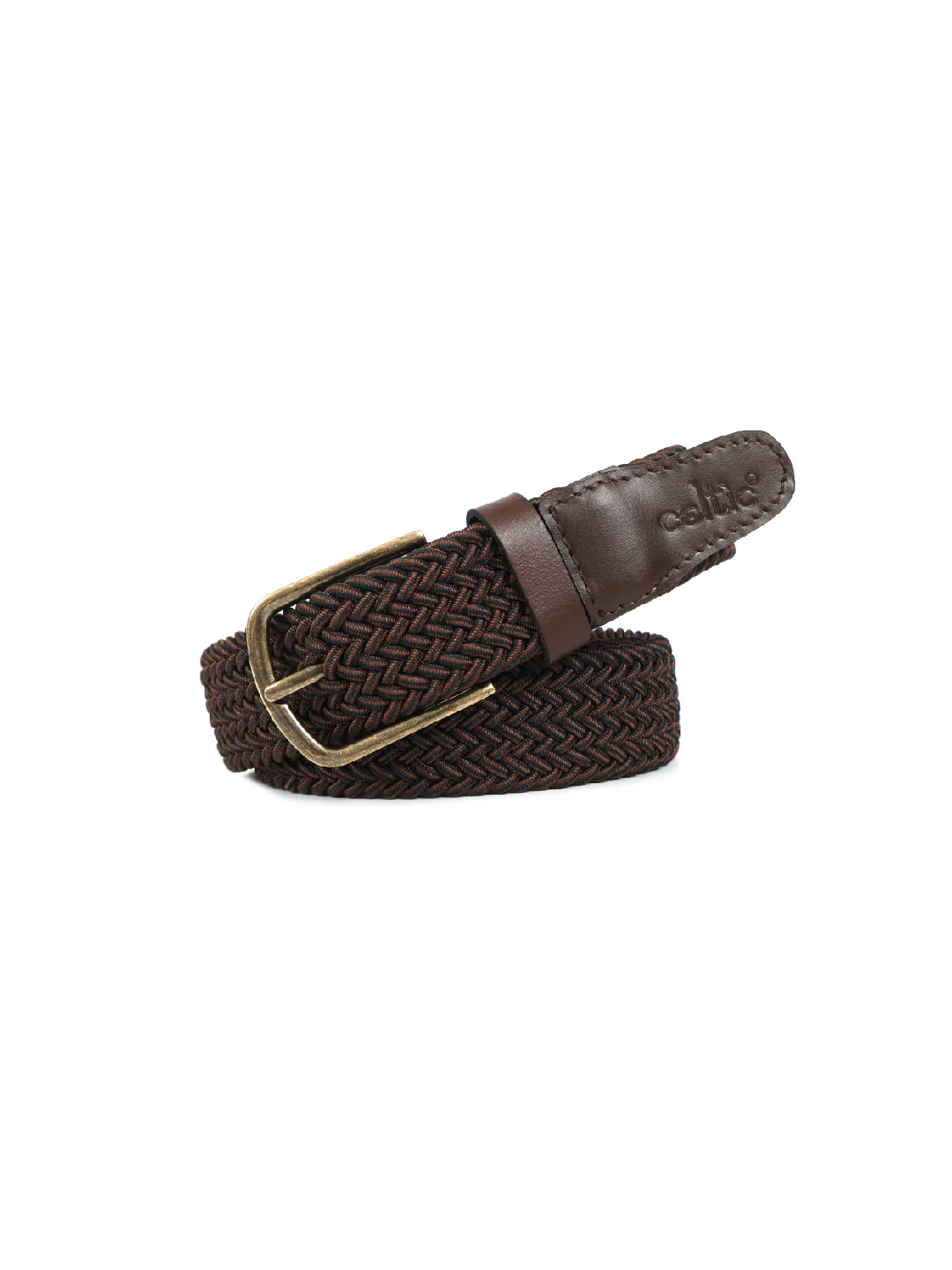 Premium Brown Braided Stretch Belt for Men with Leather Buckle ƒ???????? Casual & Formal Adjustable Waist Belt ART:- LB-900 - Image 2