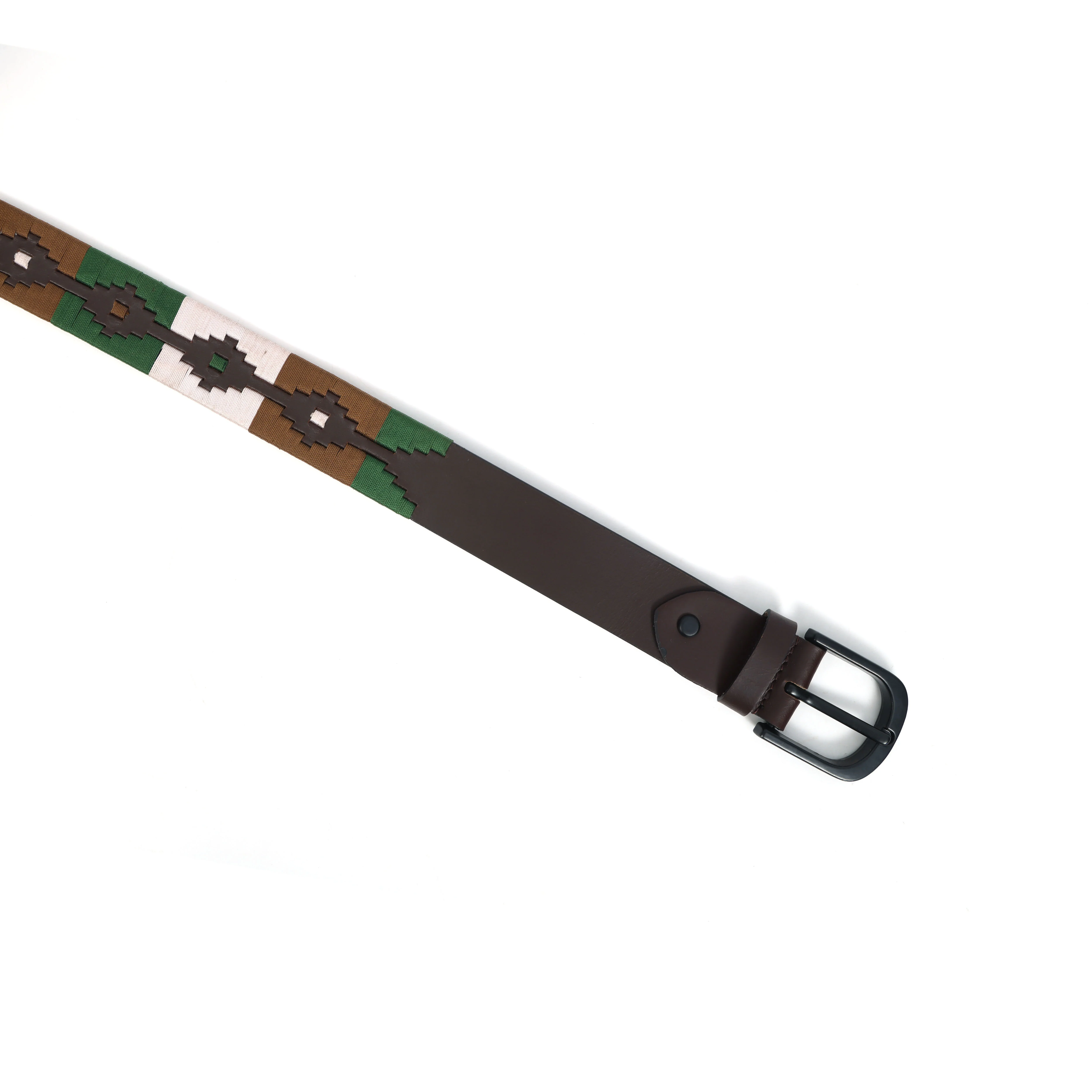Unisex Handcrafted Genuine Leather Belt With Woven Ethnic Pattern And Matte Metal Buckle - Image 5