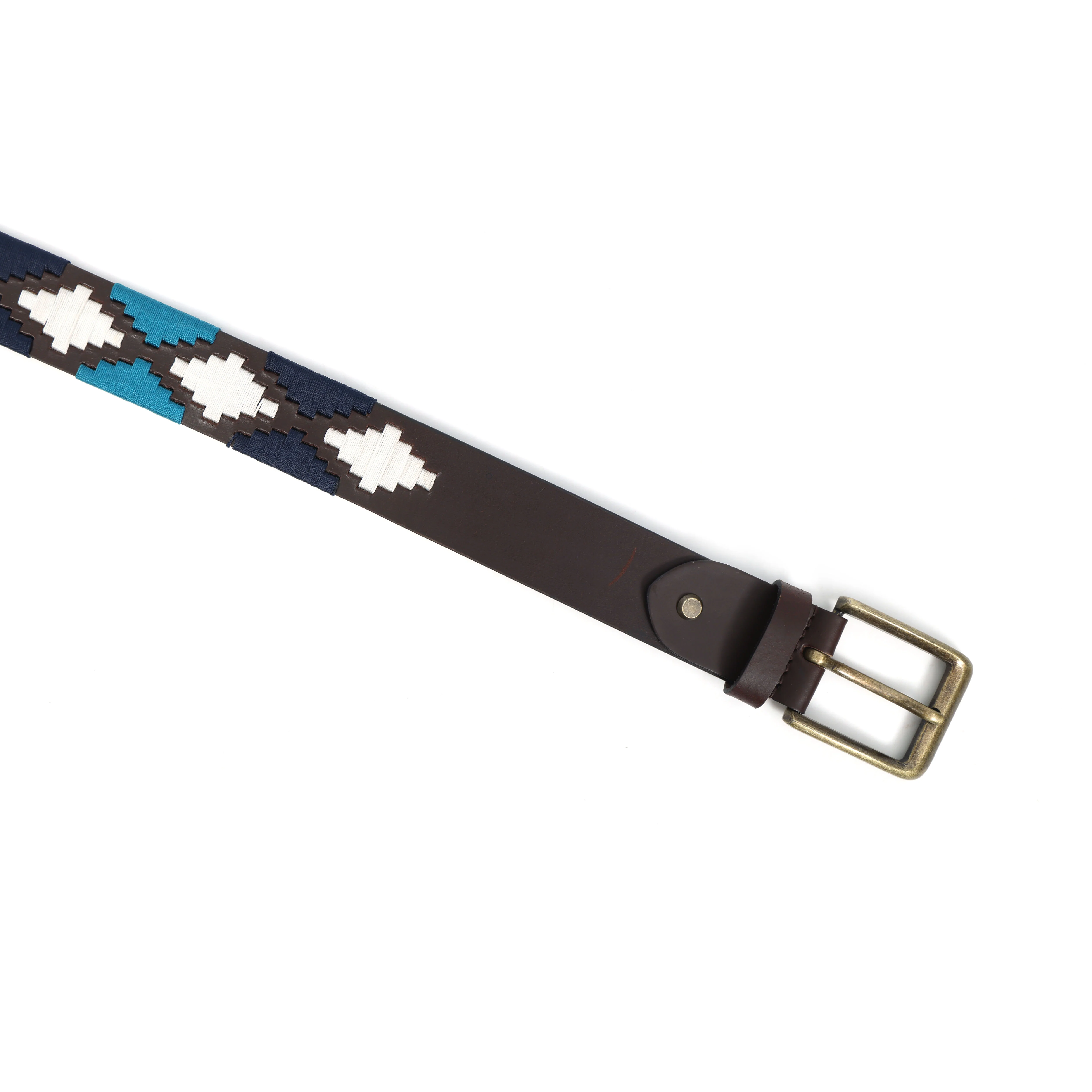 Premium Brown Leather Belt with Golden Buckle & Multi-Color Stitching. - Image 4
