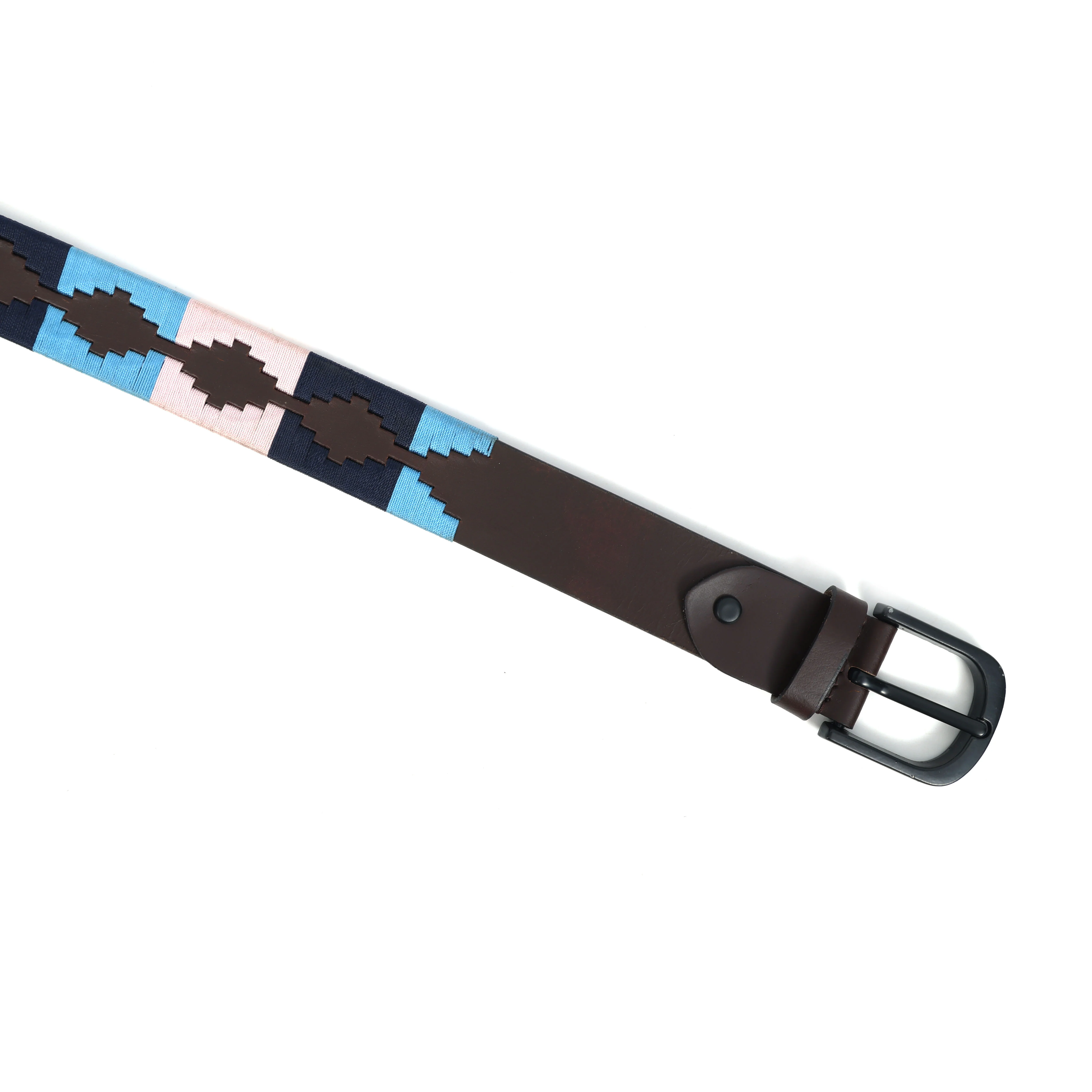 Unisex Handcrafted Ethnic Leather Belt With Geometric Woven Pattern Stylish Casual Wear - Image 4