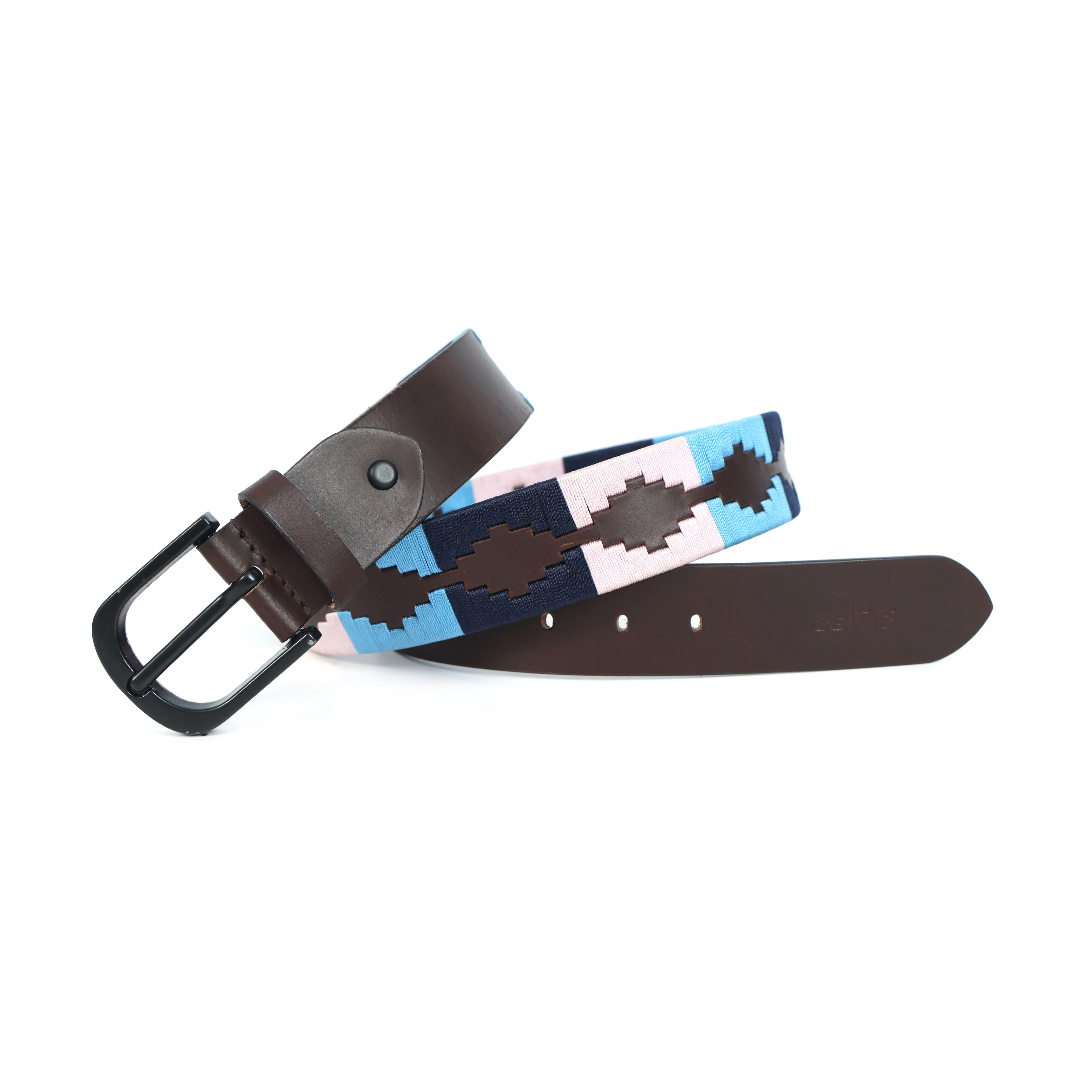 Unisex Handcrafted Ethnic Leather Belt With Geometric Woven Pattern Stylish Casual Wear - Image 6