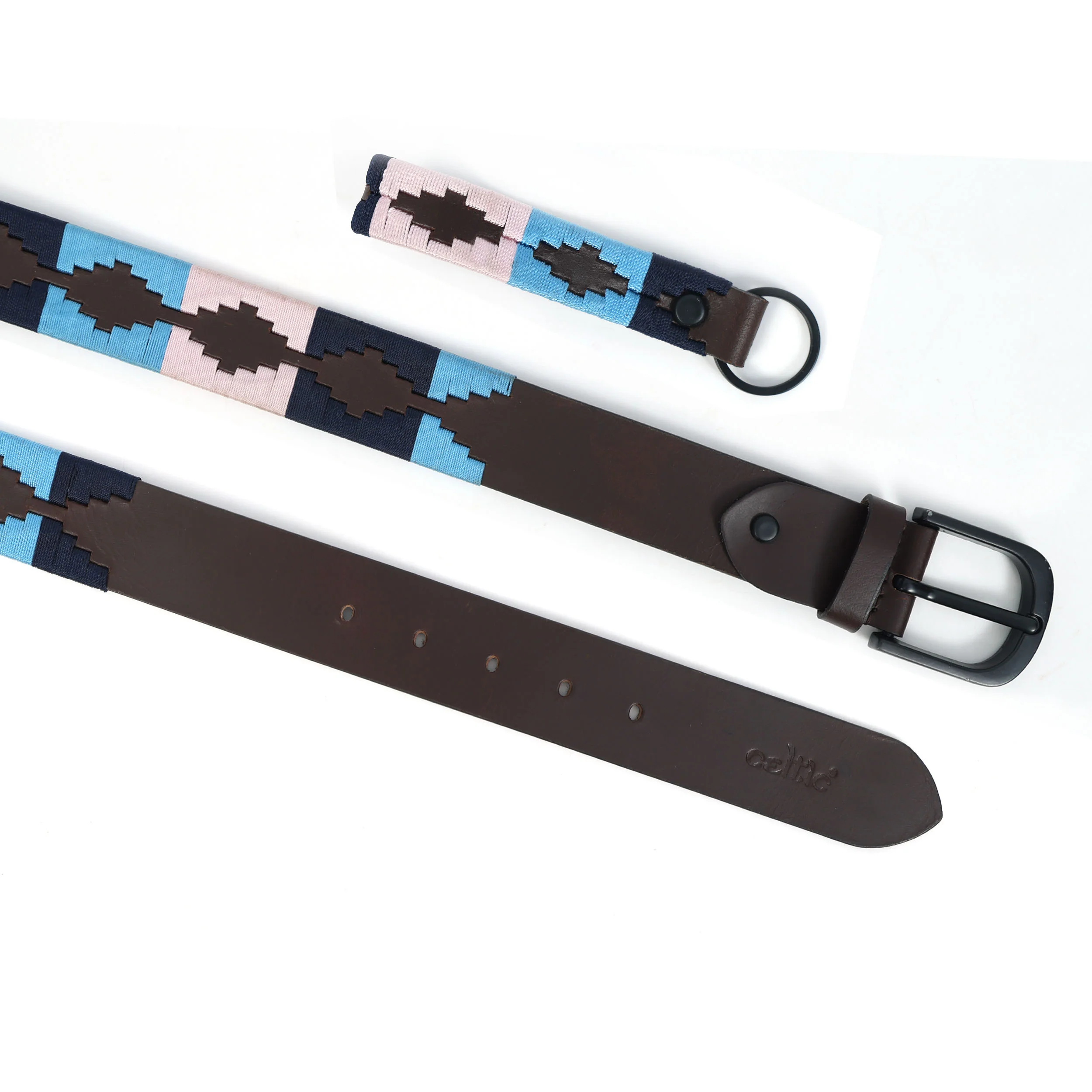 Unisex Handcrafted Ethnic Leather Belt With Geometric Woven Pattern Stylish Casual Wear - Image 9