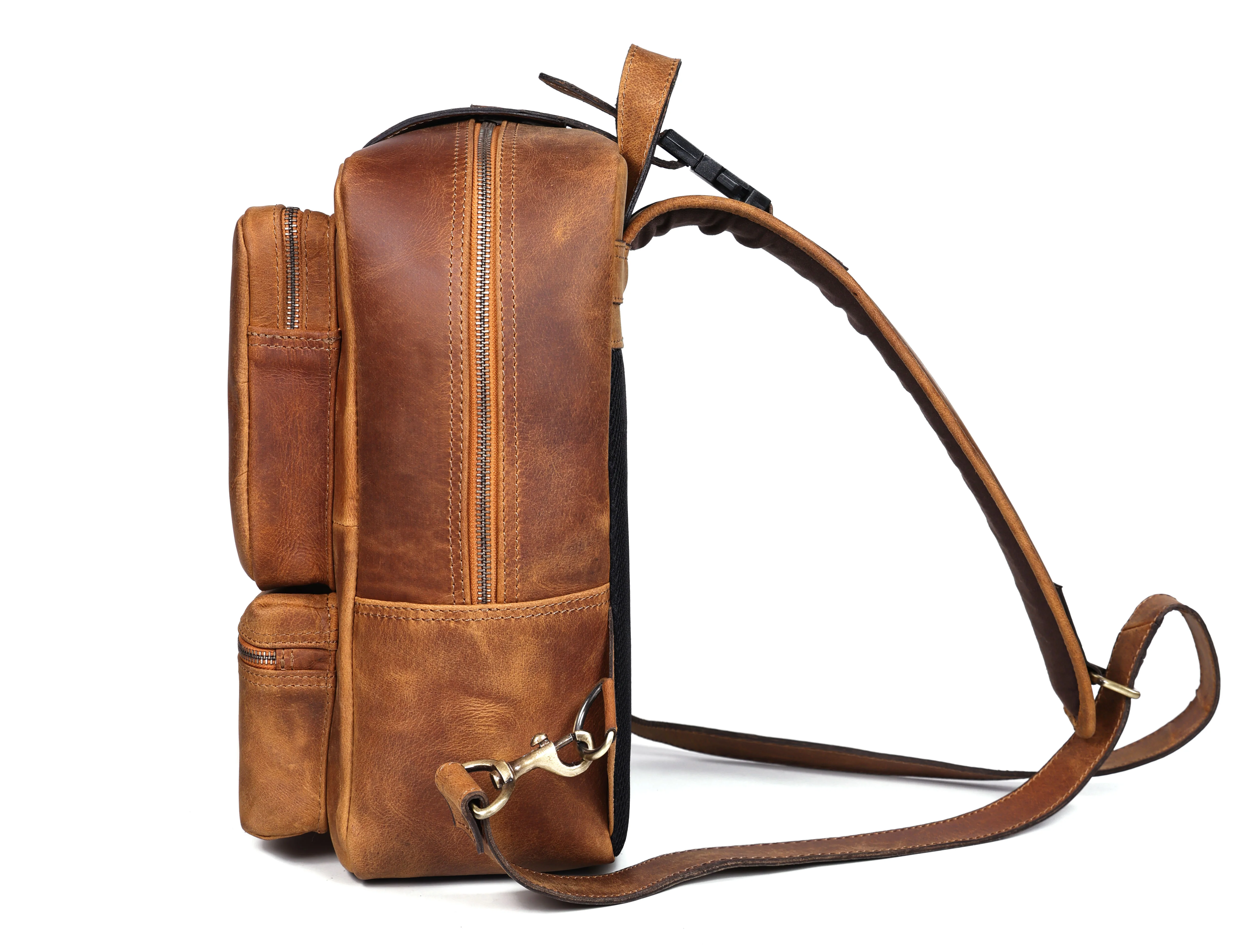 Premium Genuine Leather Crossbody Bag with Multiple Zip Pockets & Fixed Strap - Image 3