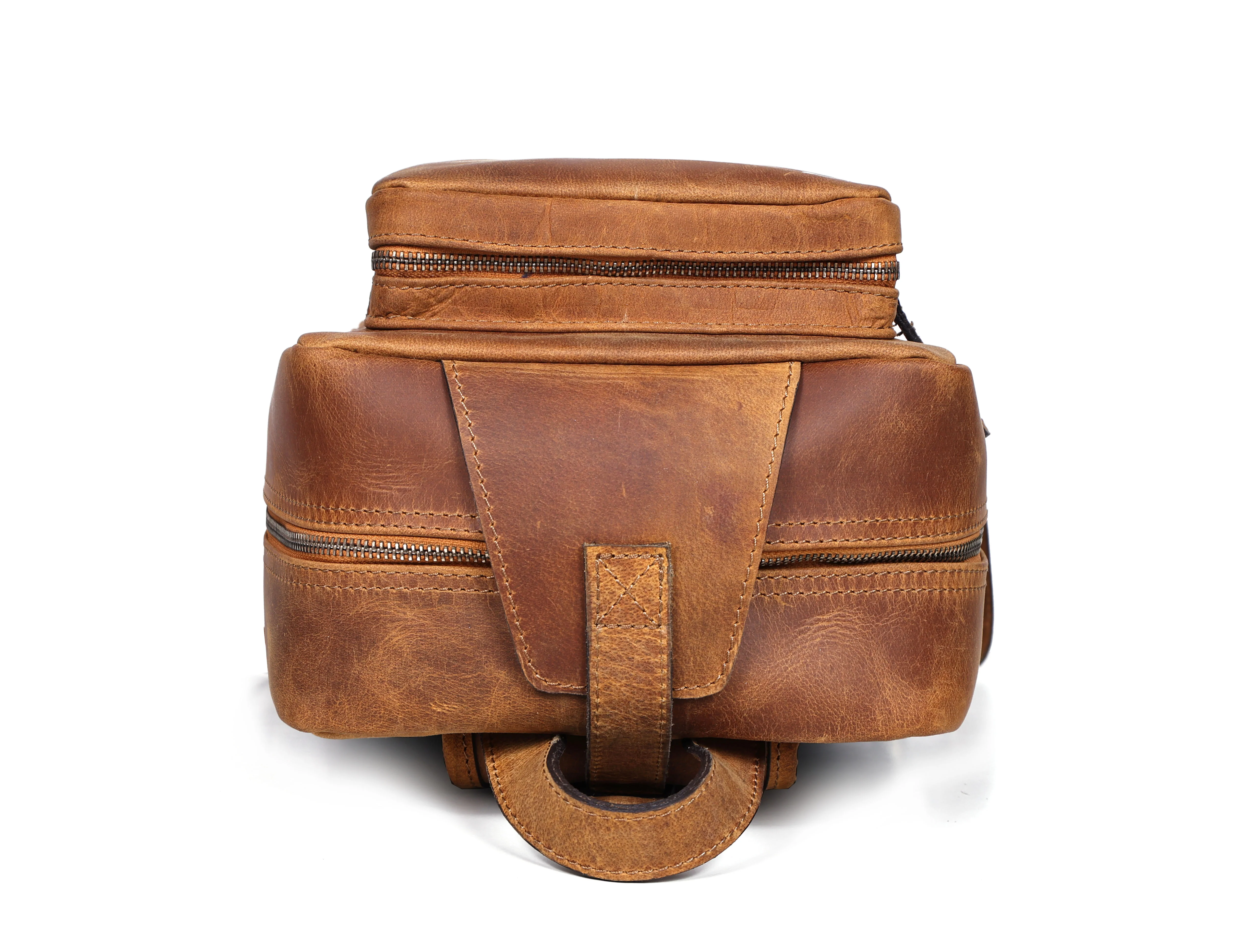 Premium Genuine Leather Crossbody Bag with Multiple Zip Pockets & Fixed Strap - Image 4