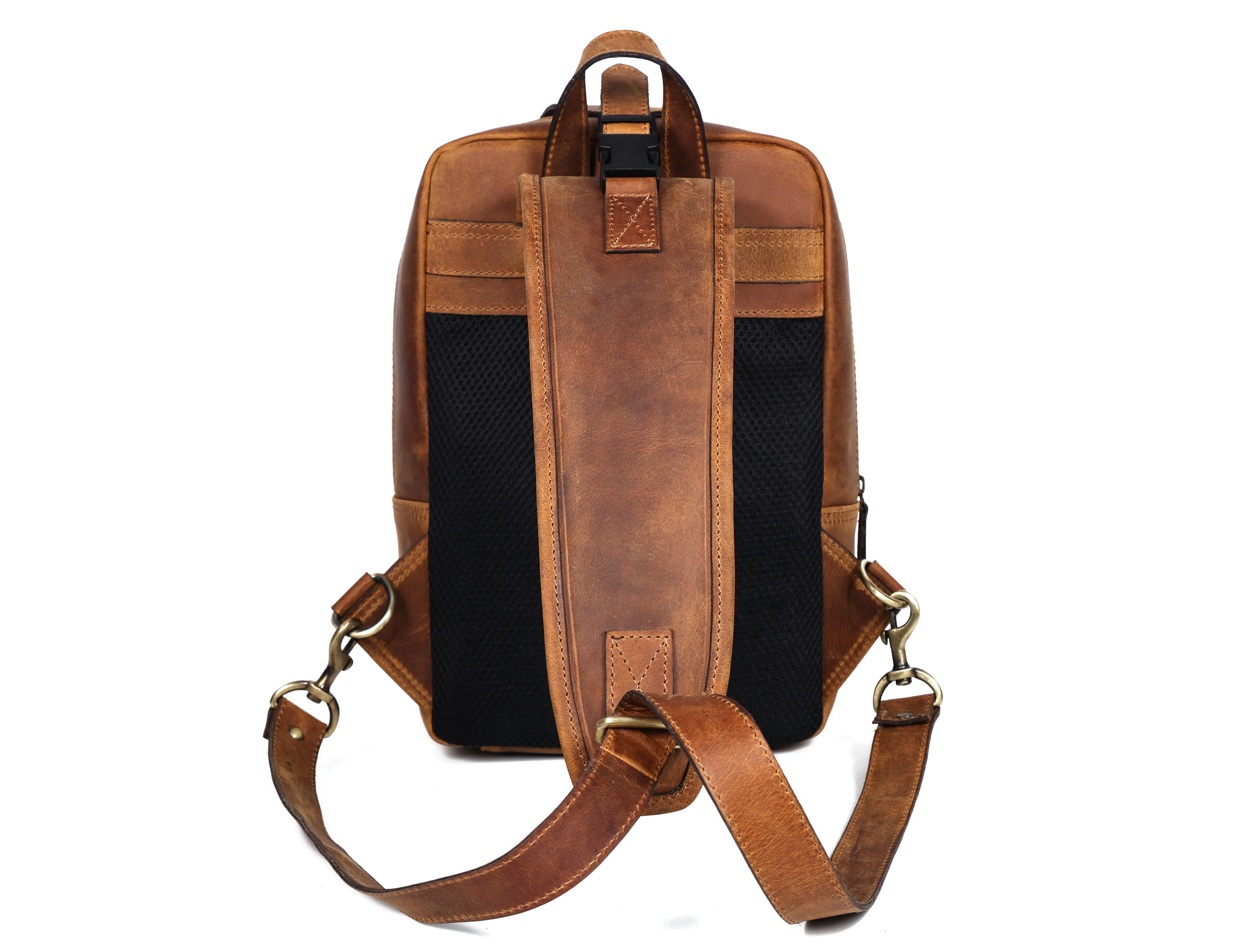 Premium Genuine Leather Crossbody Bag with Multiple Zip Pockets & Fixed Strap - Image 5