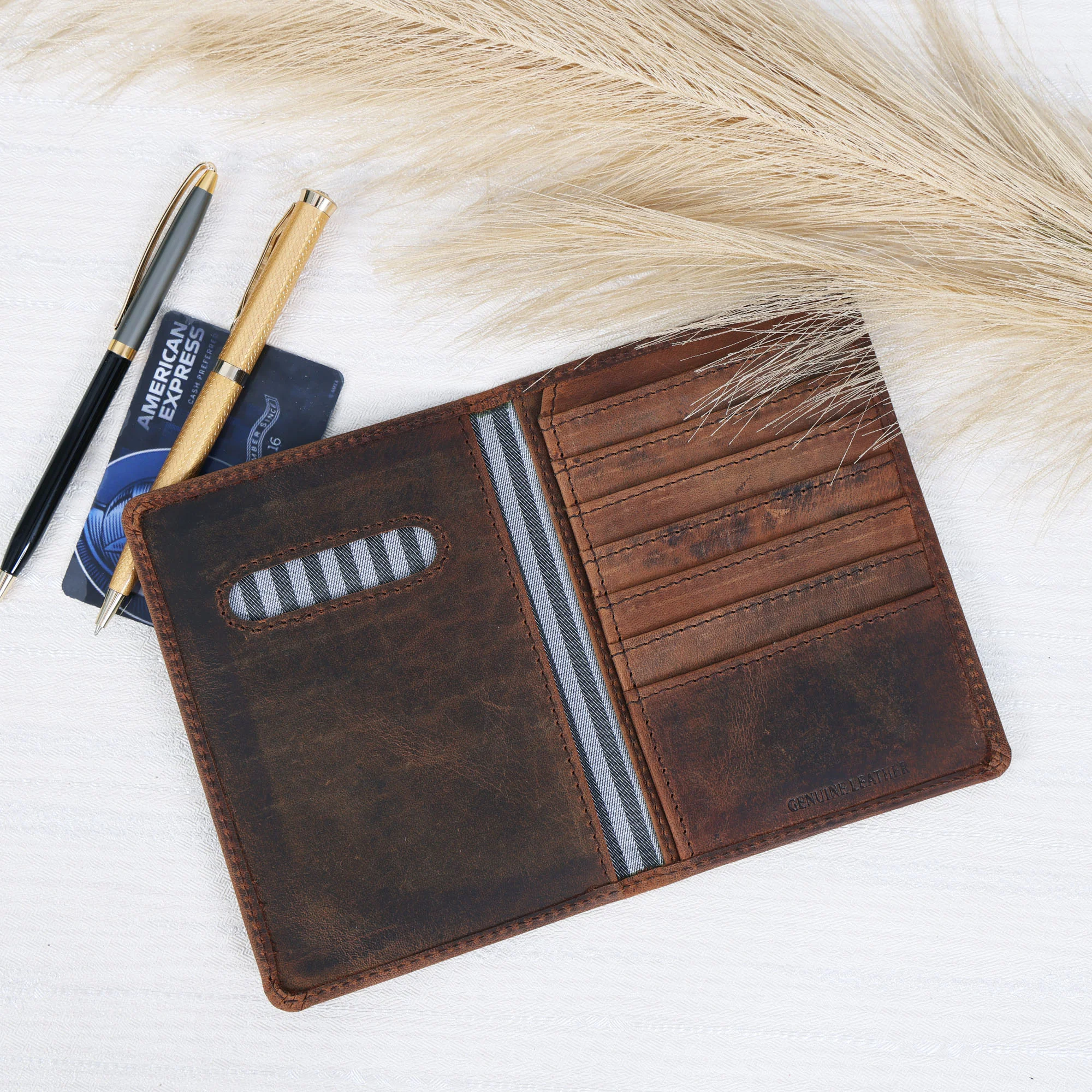 Premium Vintage Brown  Leather Card Holder Wallet Slim & Stylish - Image 6