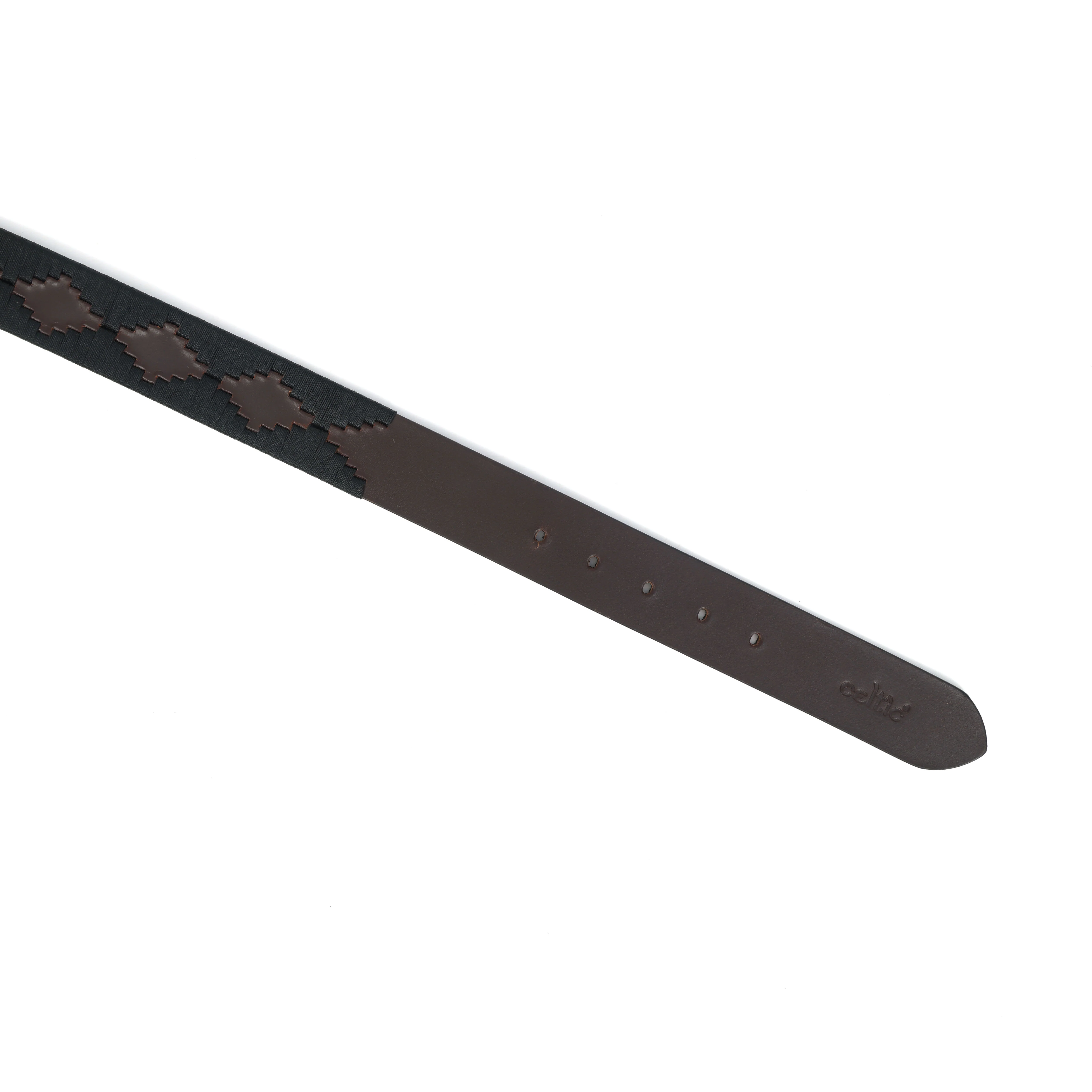 Unisex Handcrafted Leather Fabric Belt With Geometric Pattern Matte Black Buckle. - Image 5